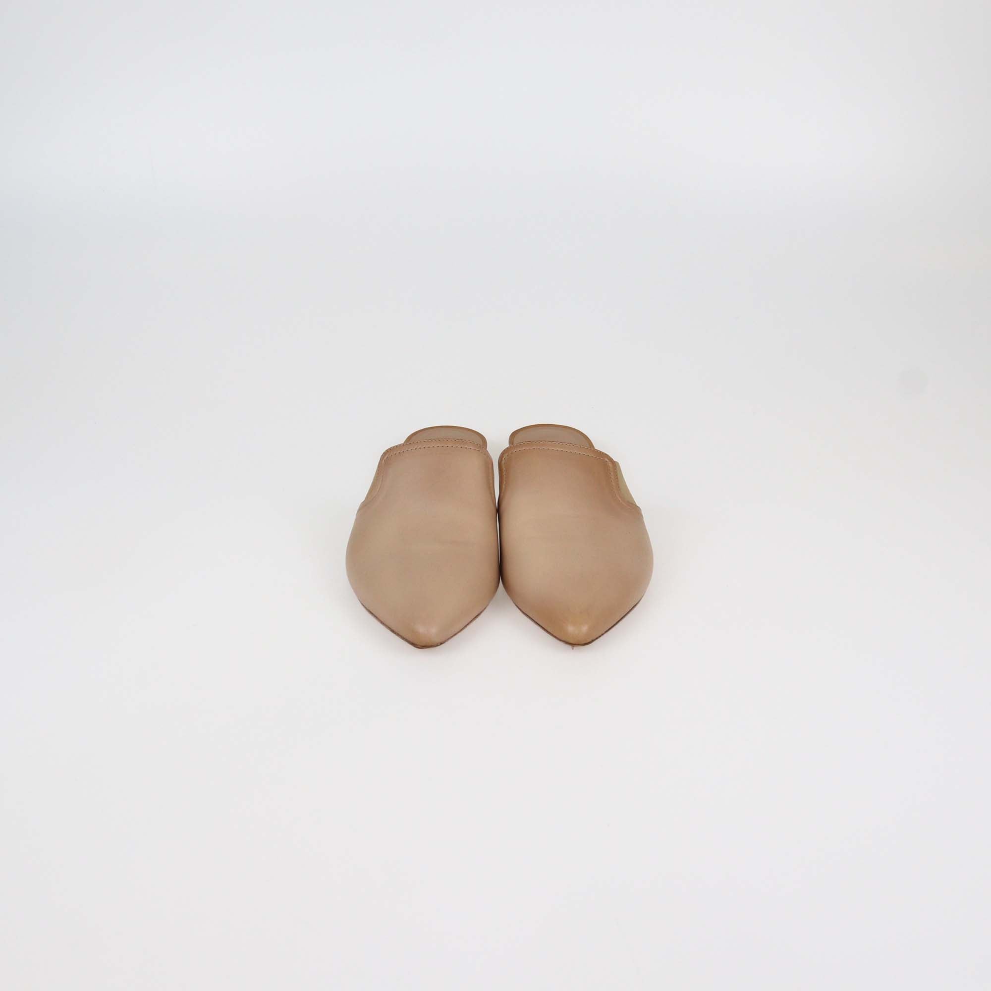 Vince Tan Leather Flat Mules