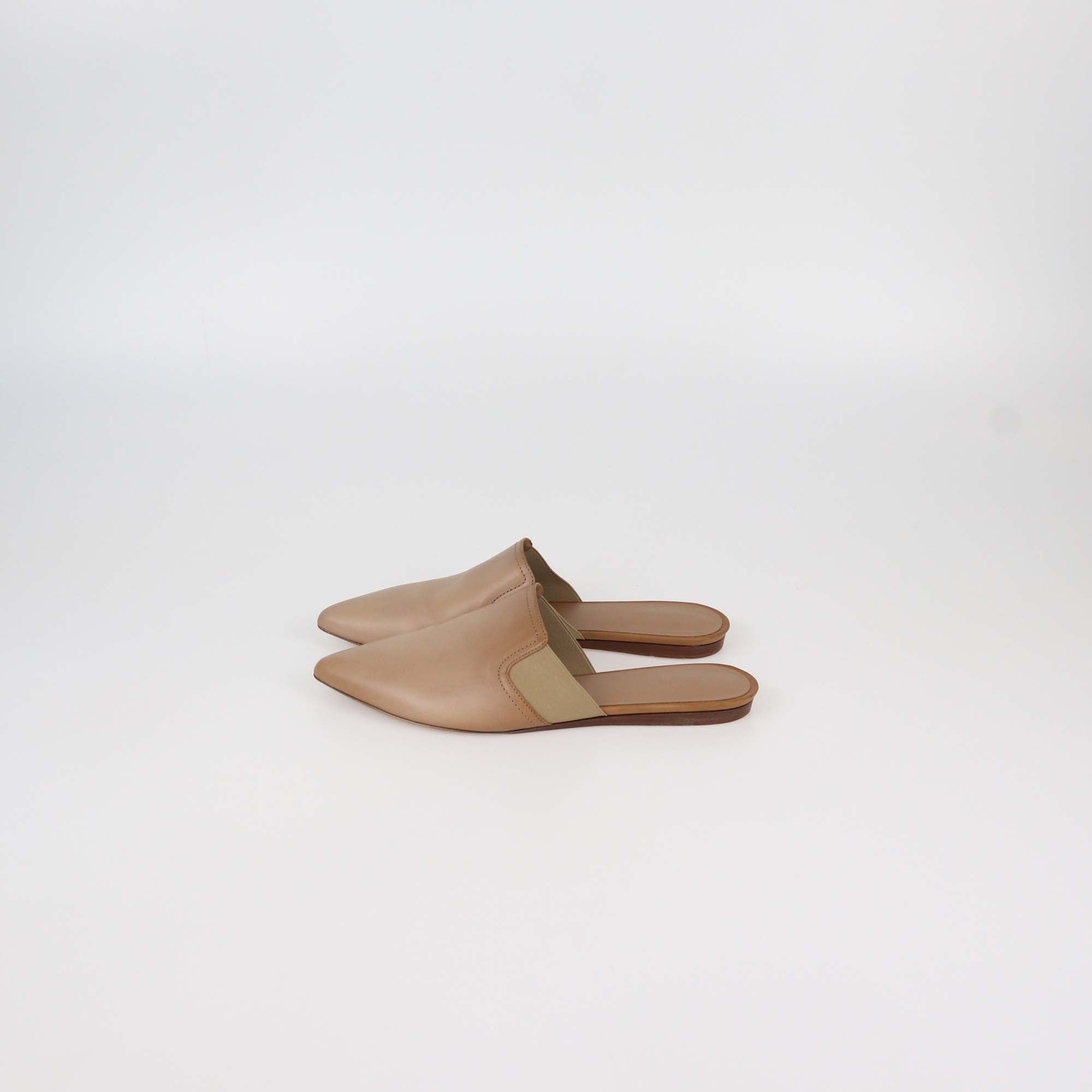Vince Tan Leather Flat Mules