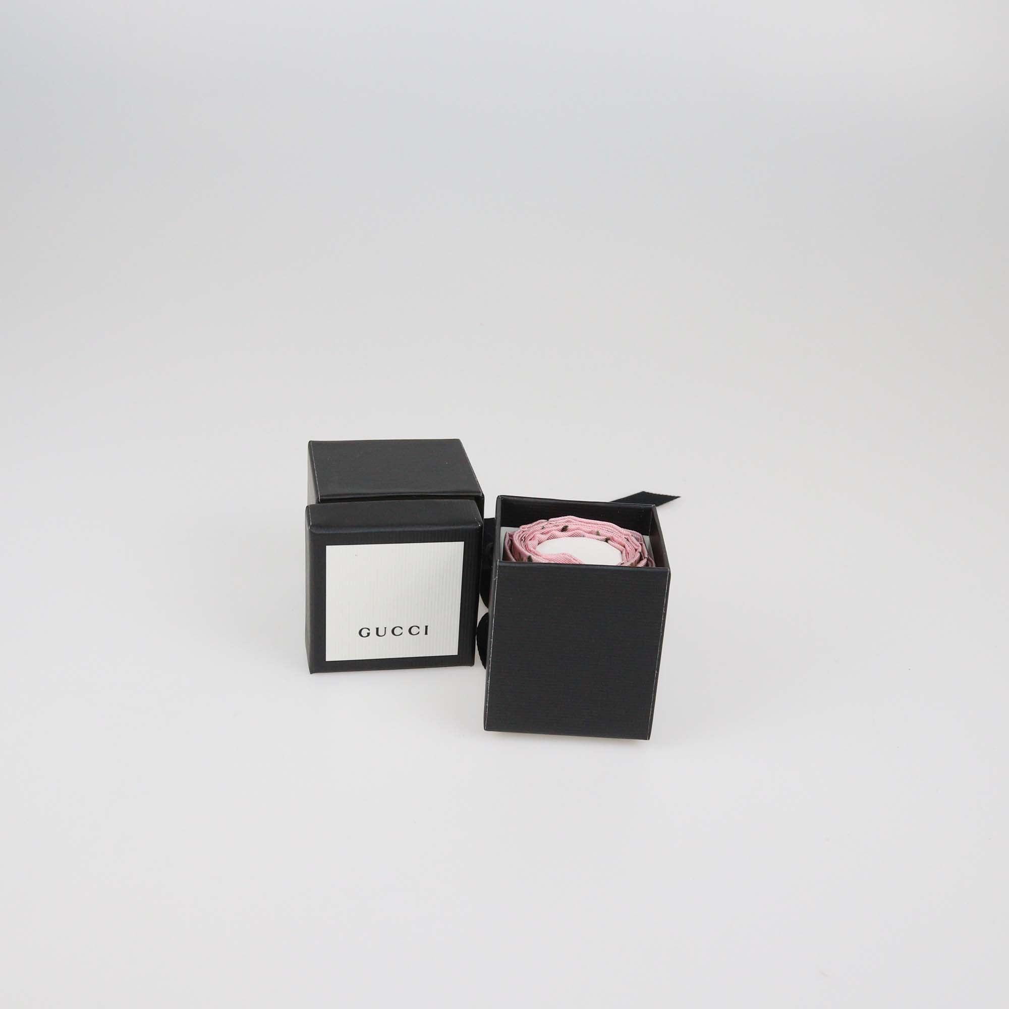 Gucci Pink Silk Rose Print Twill Ribbon