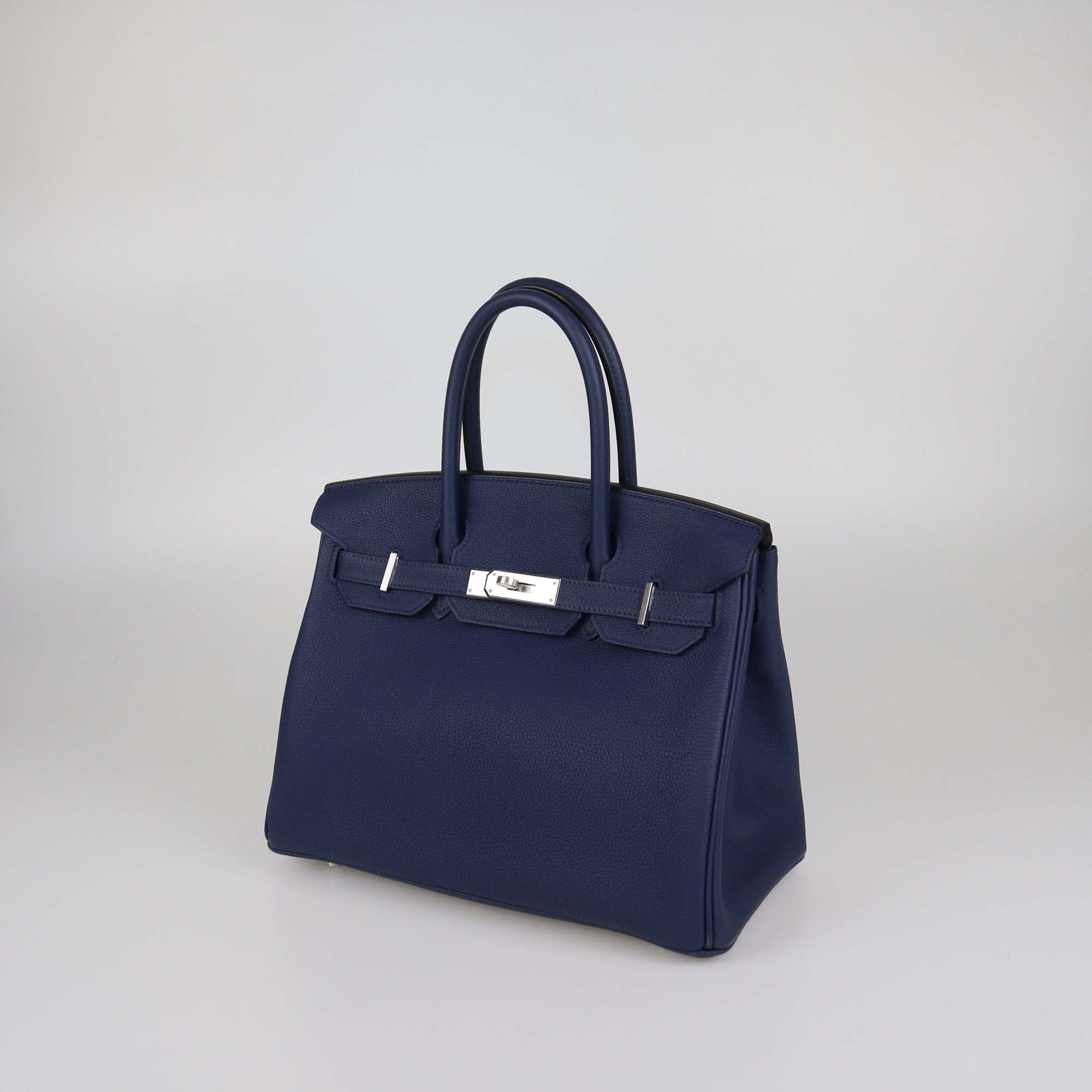 Hermes Navy Blue Togo Leather Palladium Hardware Birkin 30 Bag