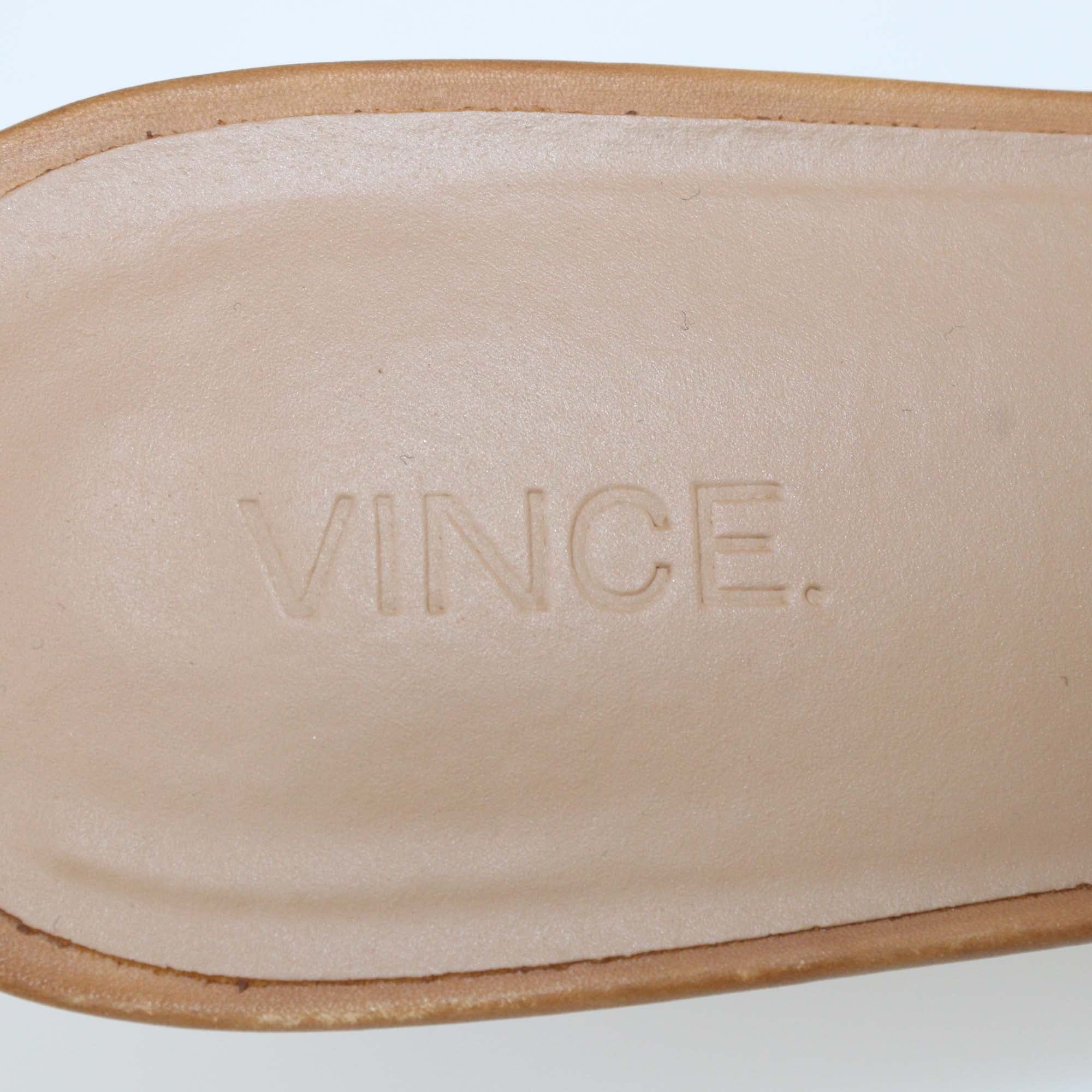 Vince Tan Leather Flat Mules