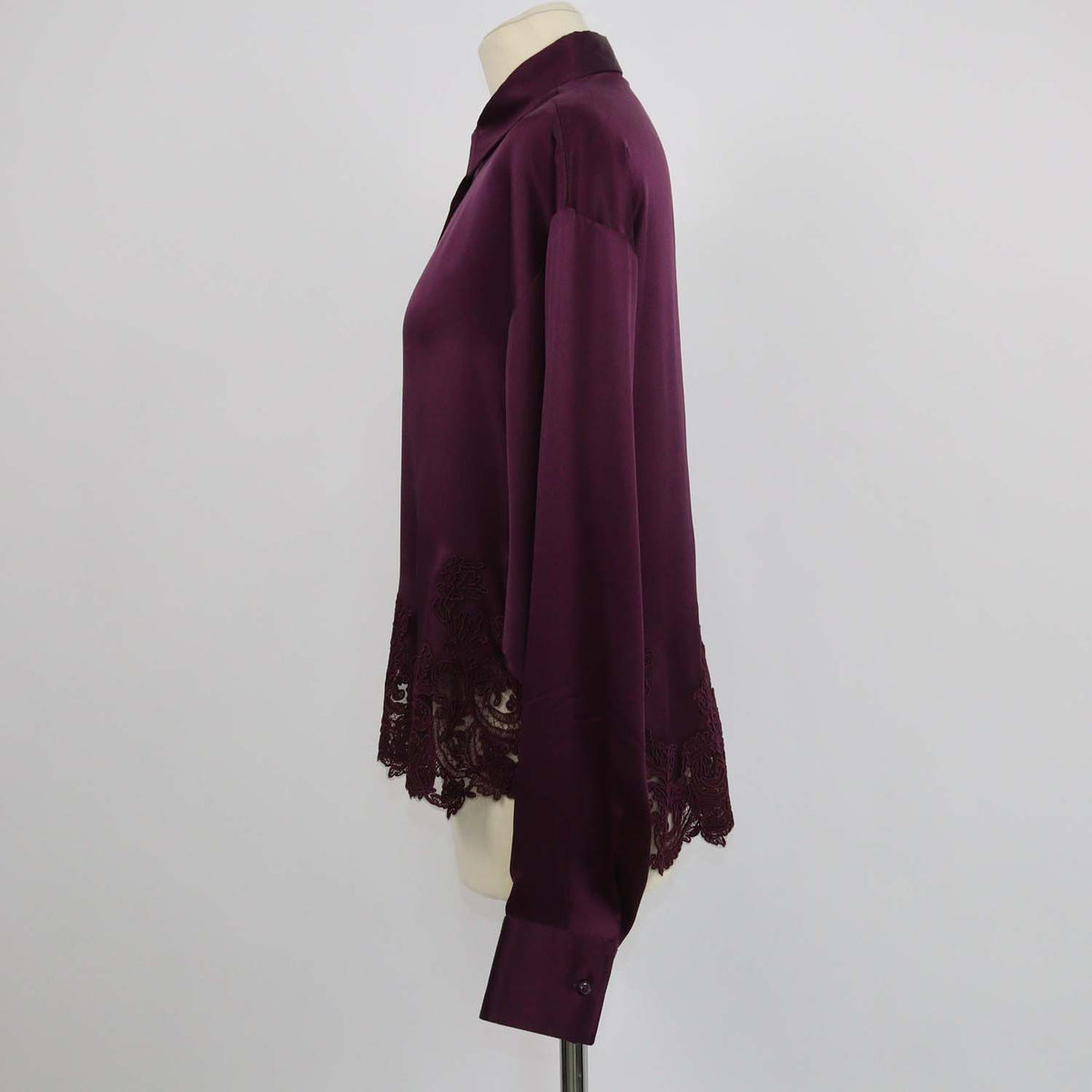 Ermano Scervino Purple Silk Lace Hem Boxy Shirt