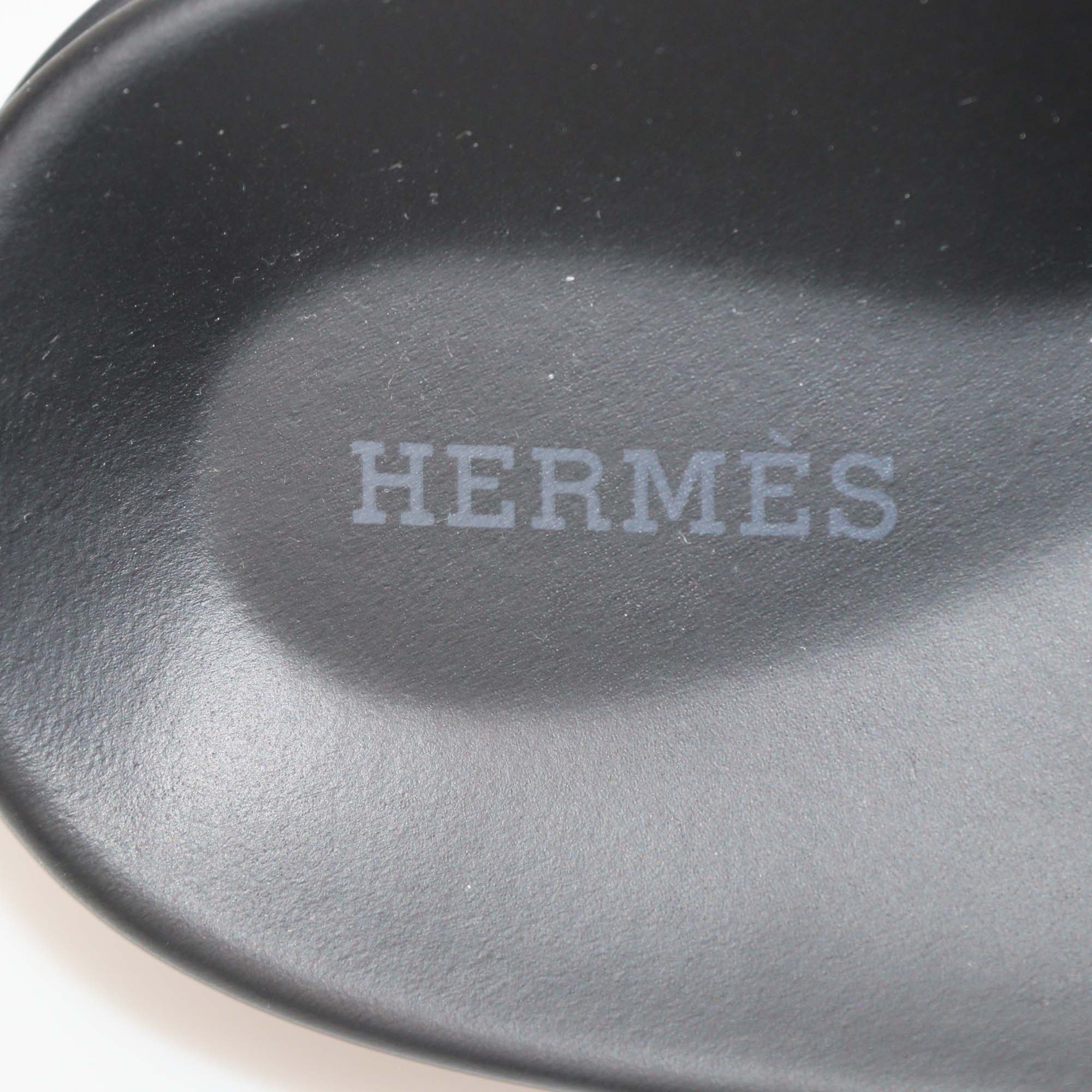 Hermes Black Leather Chypre Sandals