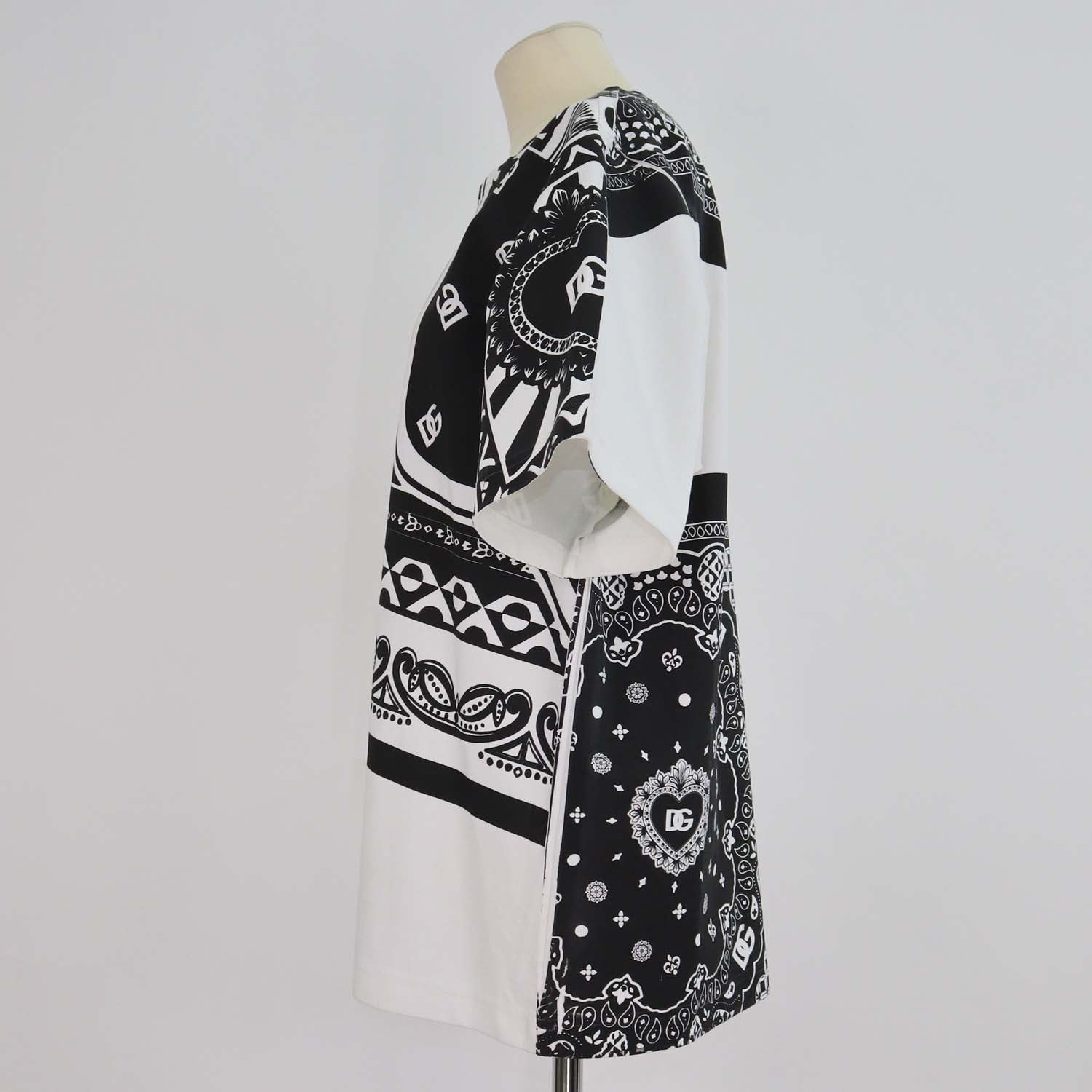 Dolce & Gabbana Black/White Bandana Printed Fabric Blend Crewneck T-Shirt