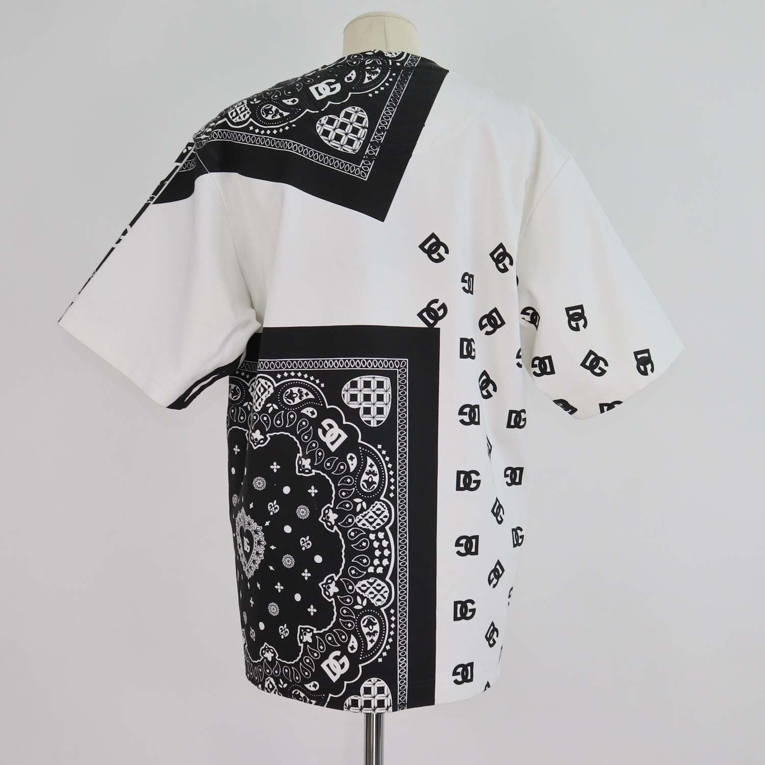 Dolce & Gabbana Black/White Bandana Printed Fabric Blend Crewneck T-Shirt