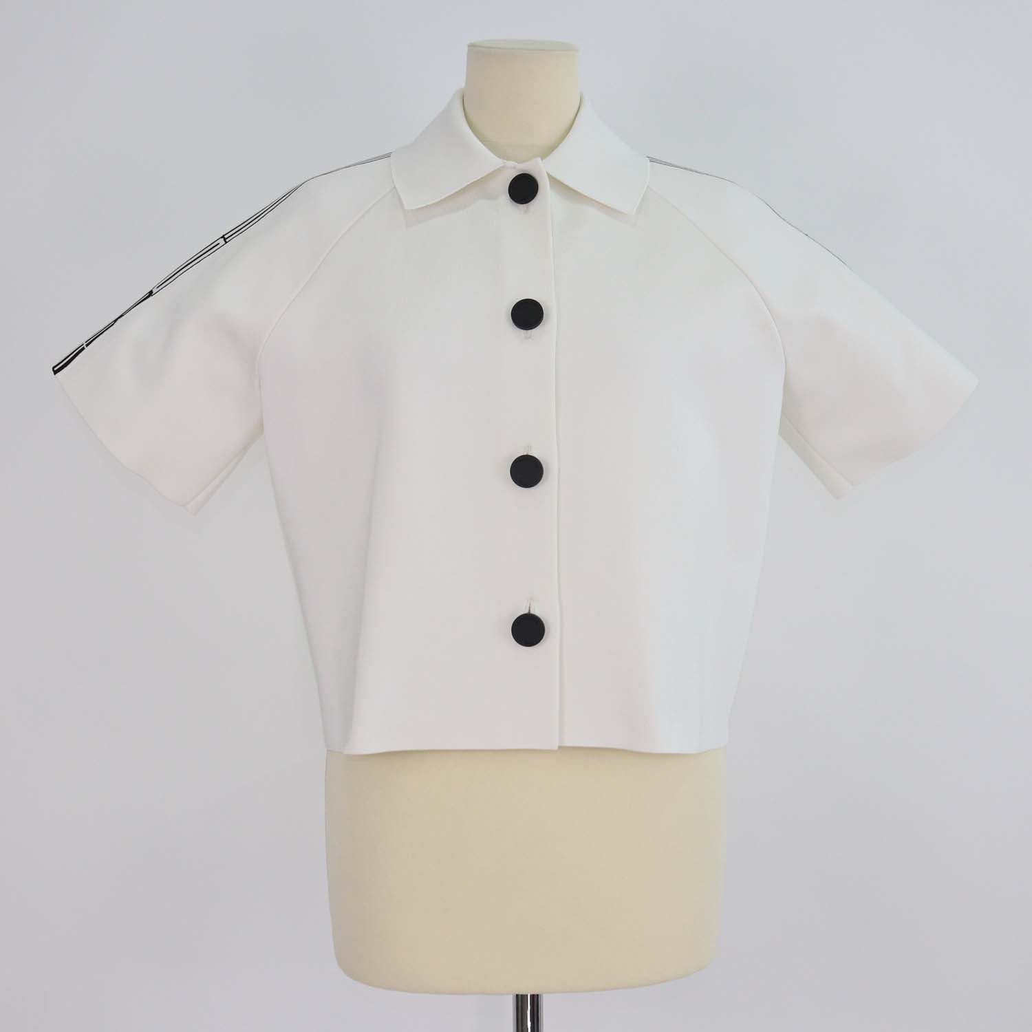 Christian Dior White/Black Knitted Short Sleeve Cropped Jacket