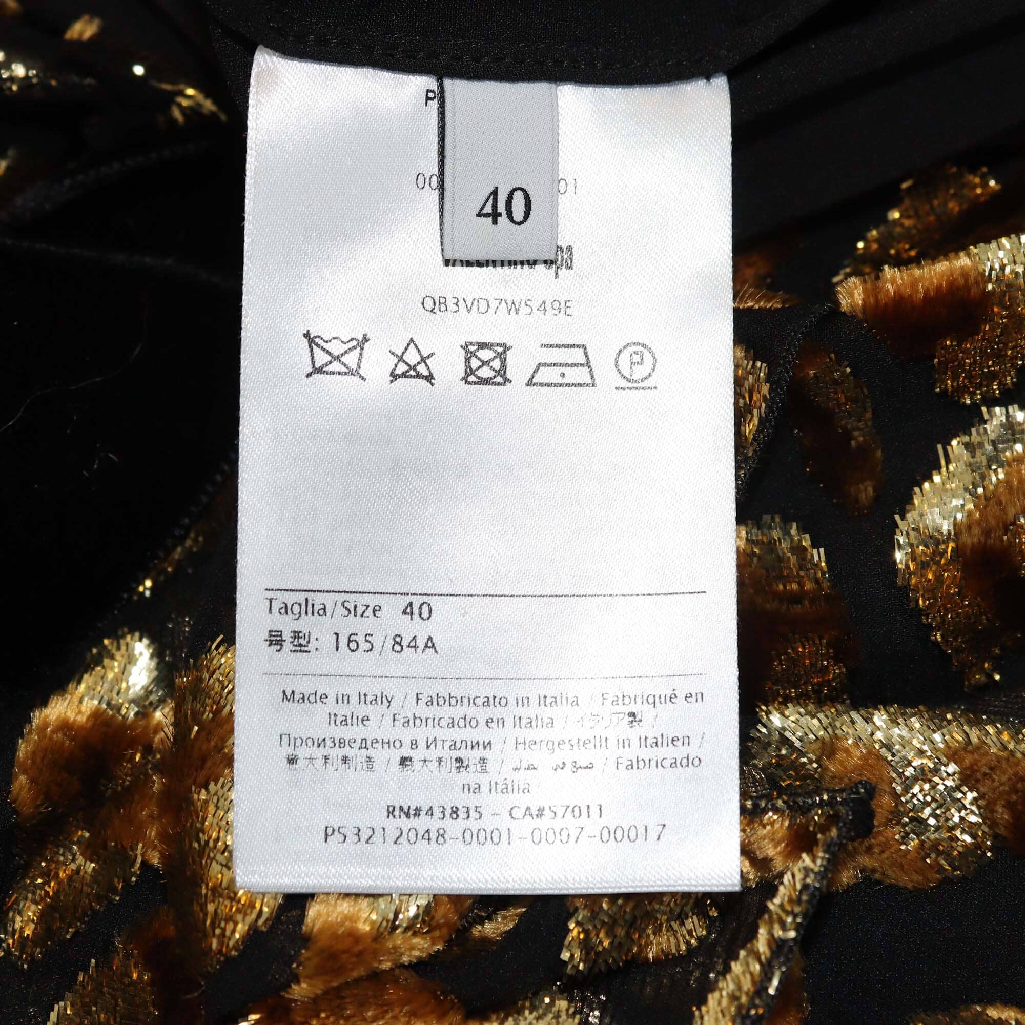 Valentino Black/Gold Leopard Patterned V Neck Belted Maxi Dress Womens Valentino