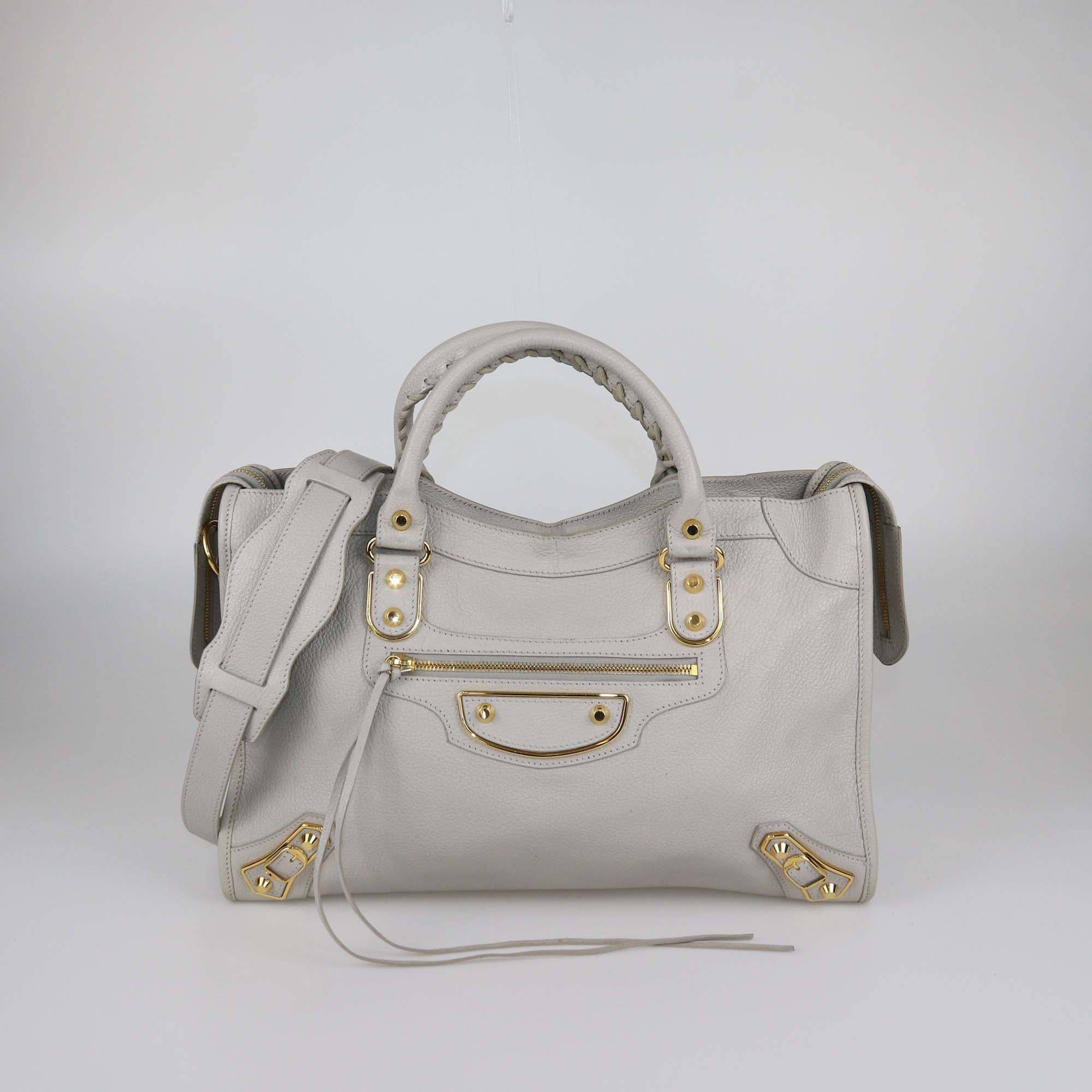 Balenciaga Light Grey Leather Medium Le City Classic Bag