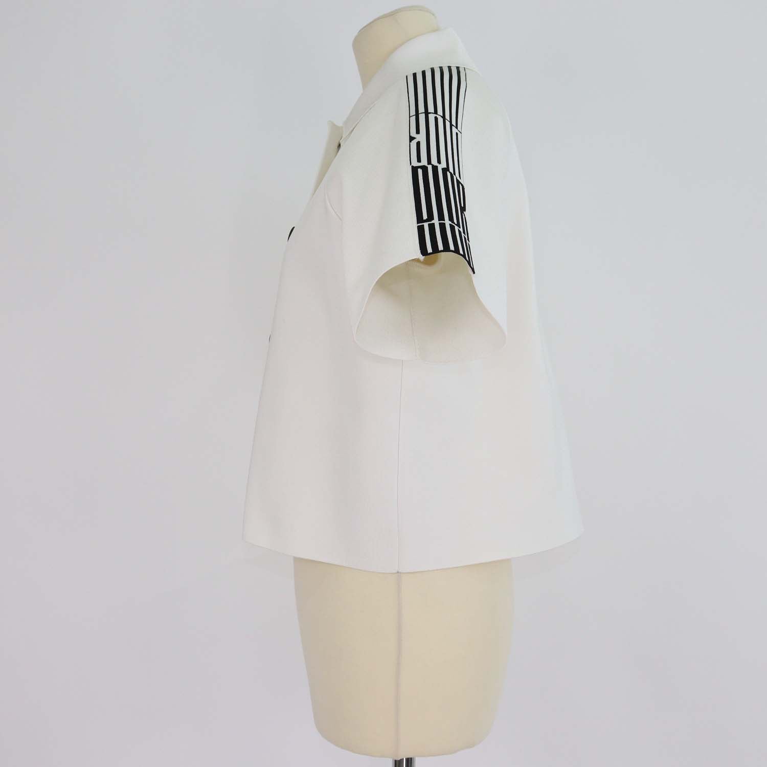 Christian Dior White/Black Knitted Short Sleeve Cropped Jacket
