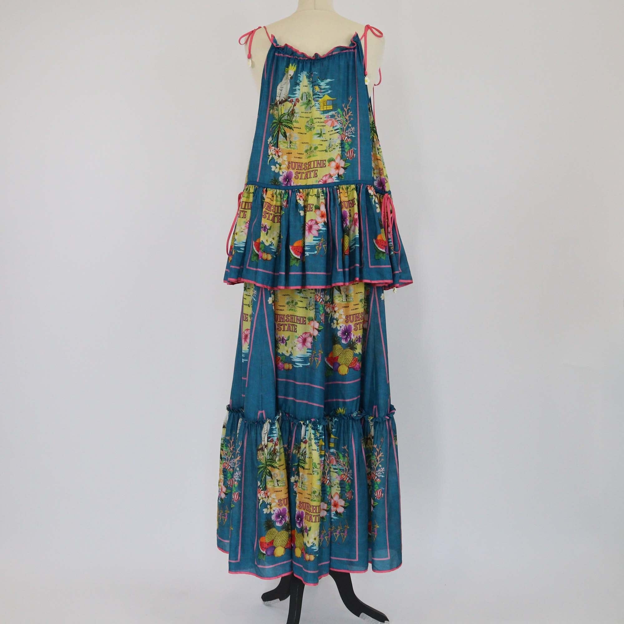 Zimmermann Blue Printed Nina Halter Tie Pleated Top and Skirt Set Womens Zimmermann