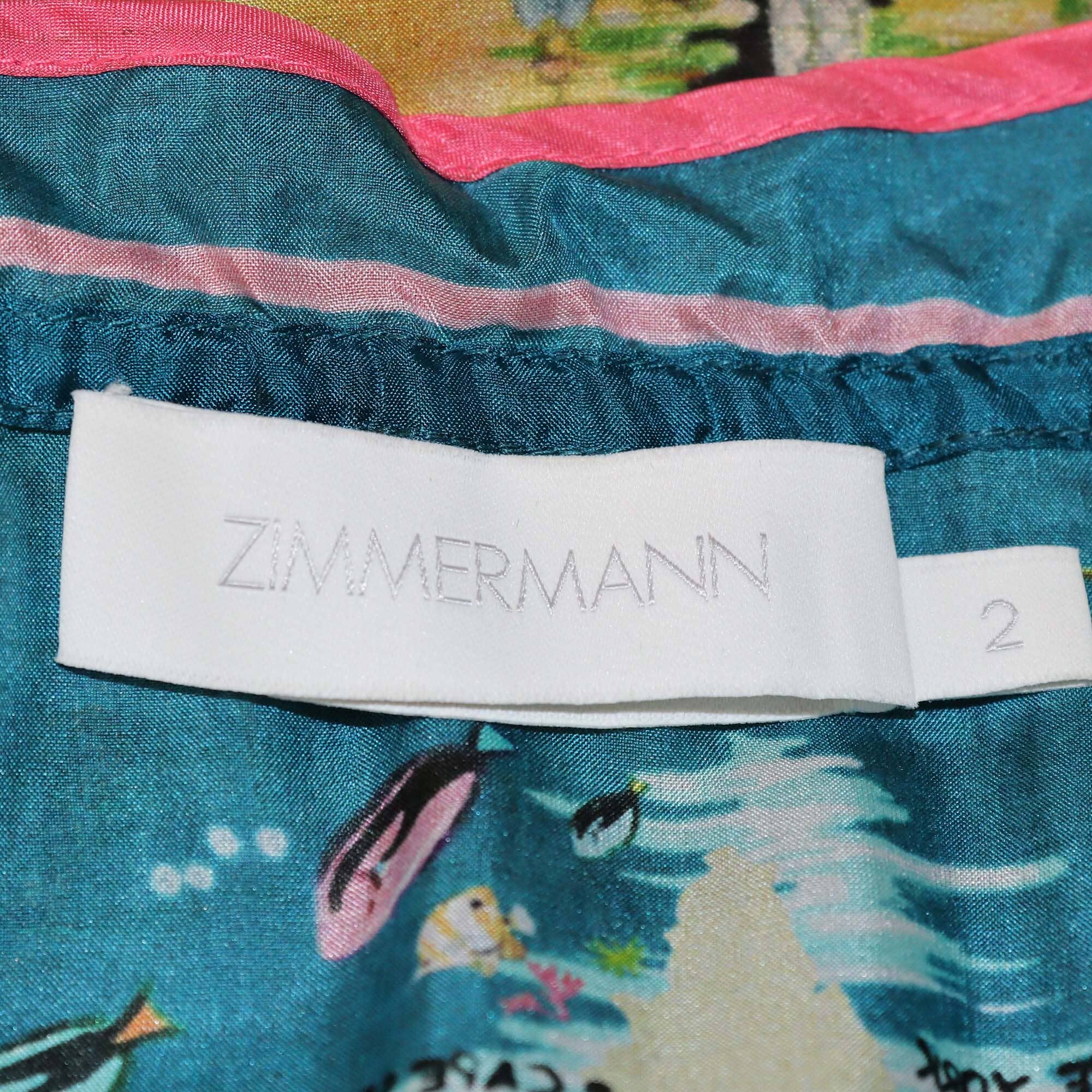 Zimmermann Blue Printed Nina Halter Tie Pleated Top and Skirt Set Womens Zimmermann