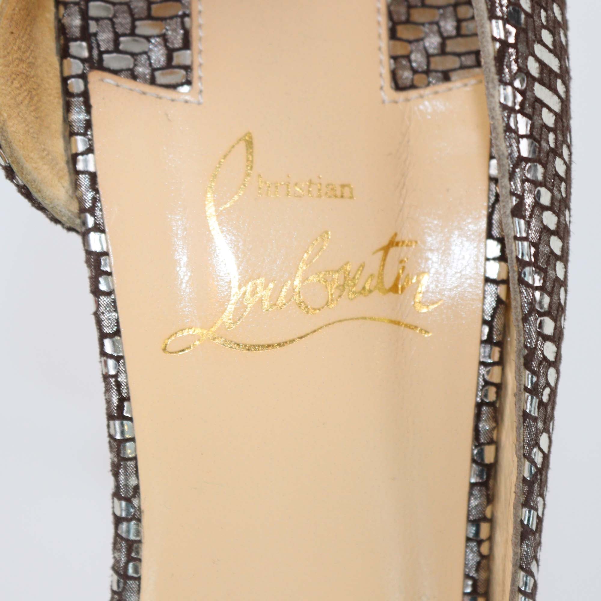 Christian Louboutin Silver/Bronze Woven Effect Suede Iriza Pumps