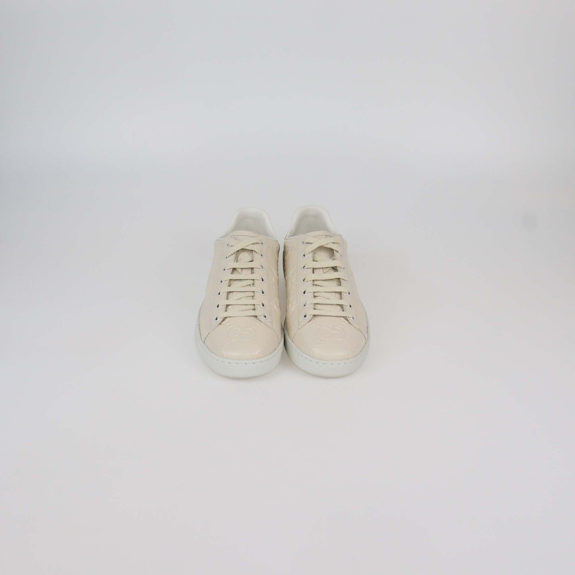 Gucci Great White GG Embossed Perforated Leather Ace Sneakers