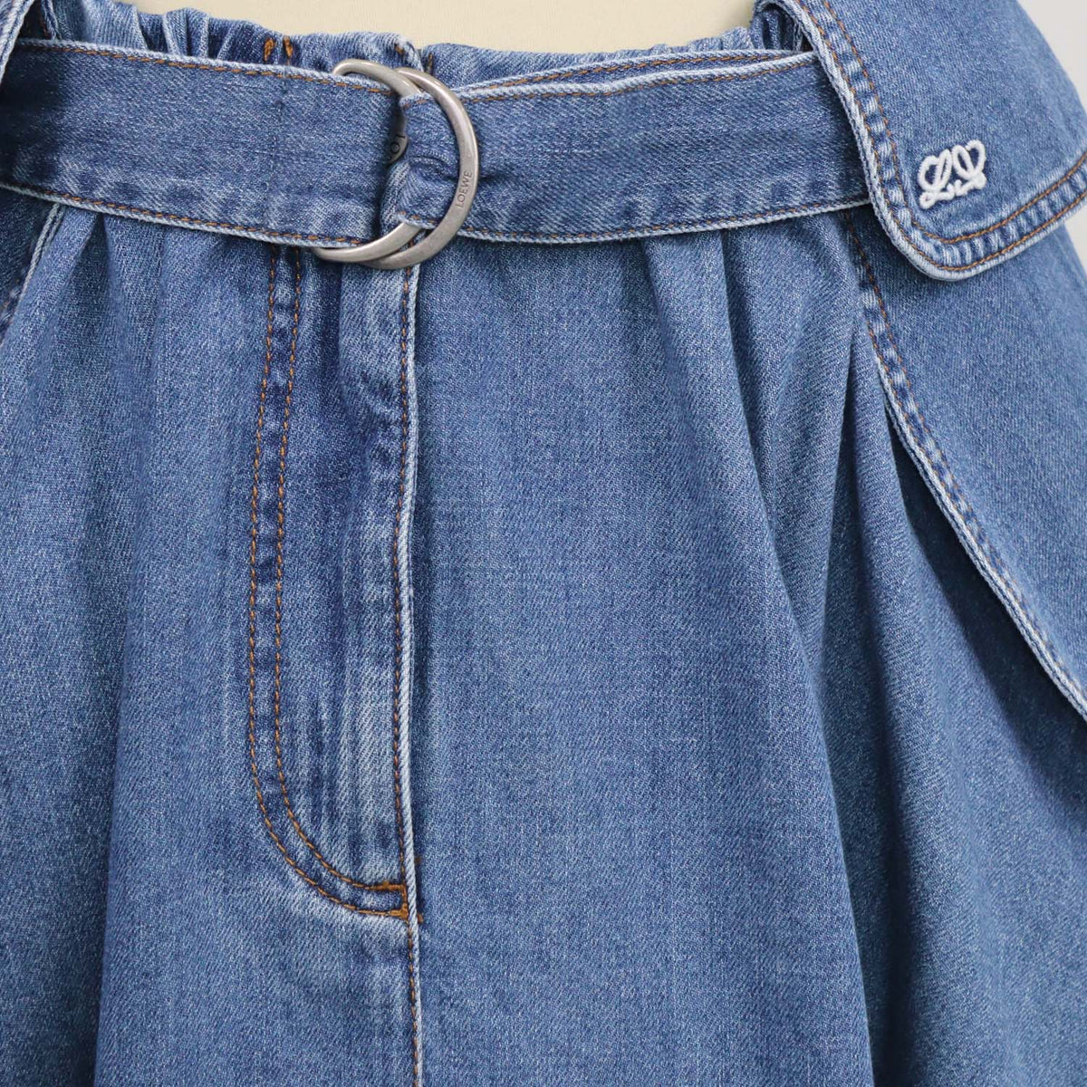 Loewe Blue Denim Belted Cargo Mini Skirt