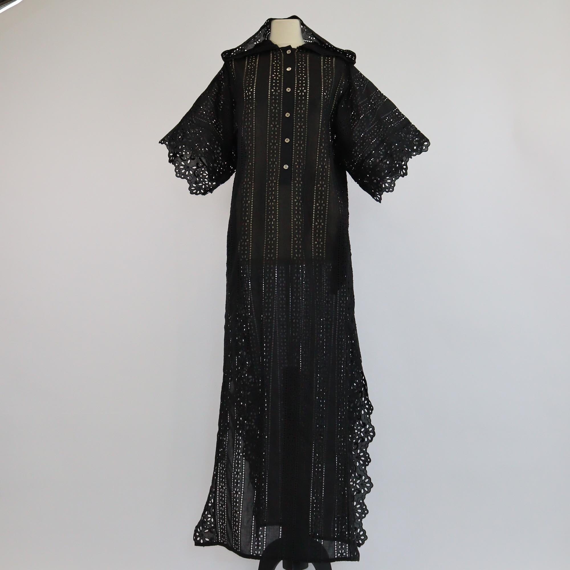 Elie Saab Black Lace Floral Hoodie Midi Dress Womens Elie Saab