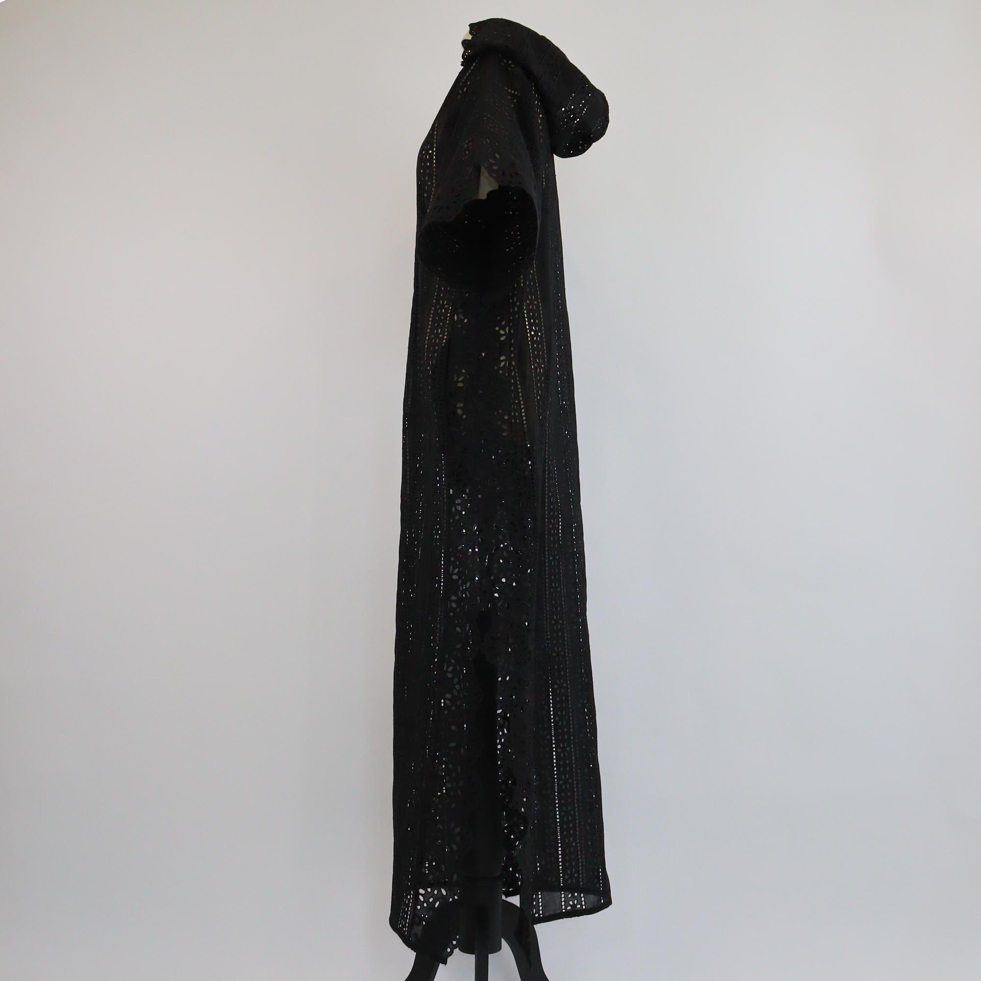 Elie Saab Black Lace Floral Hoodie Midi Dress Womens Elie Saab