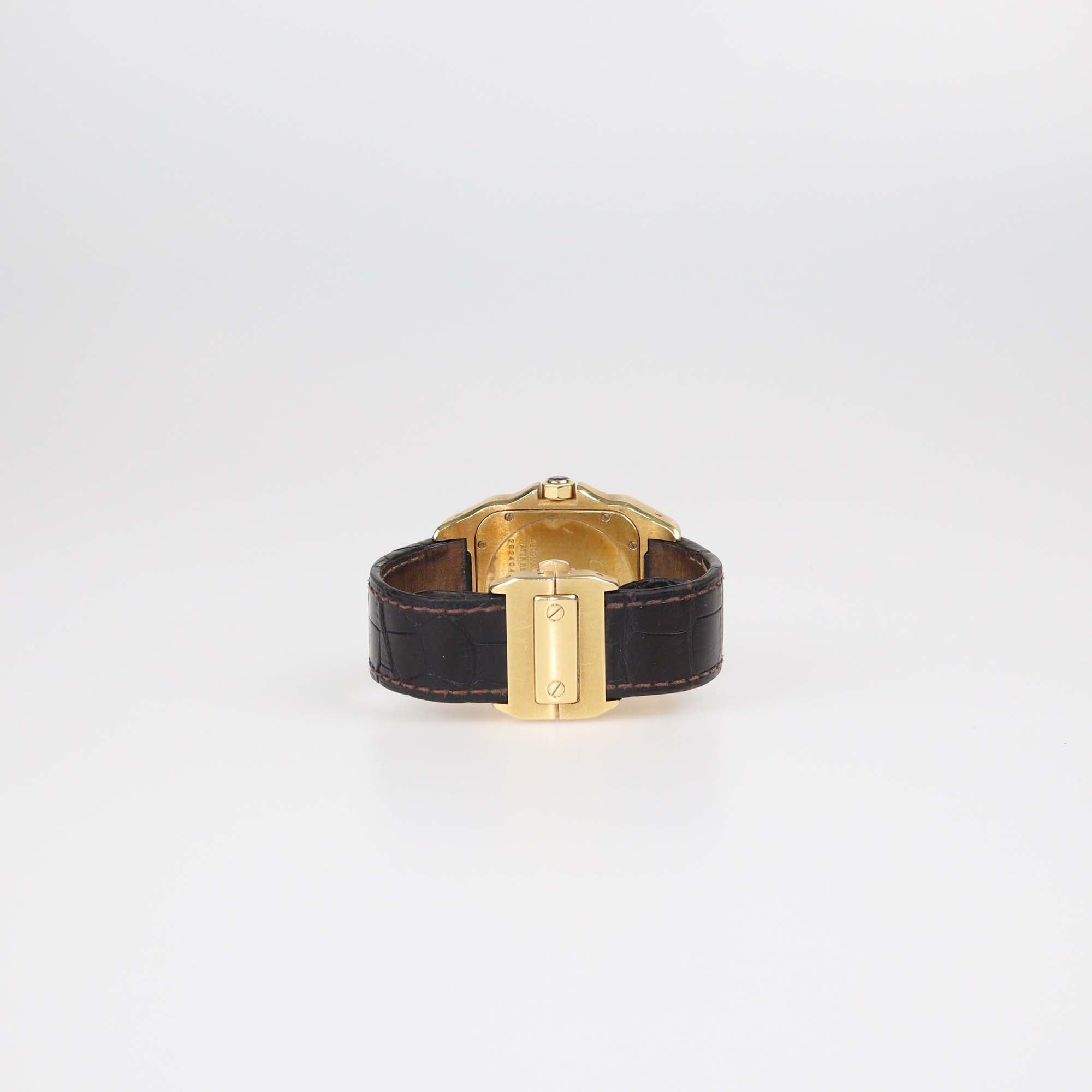 Cartier 18K Yellow Gold/Black Alligator Leather Large Santos Watch