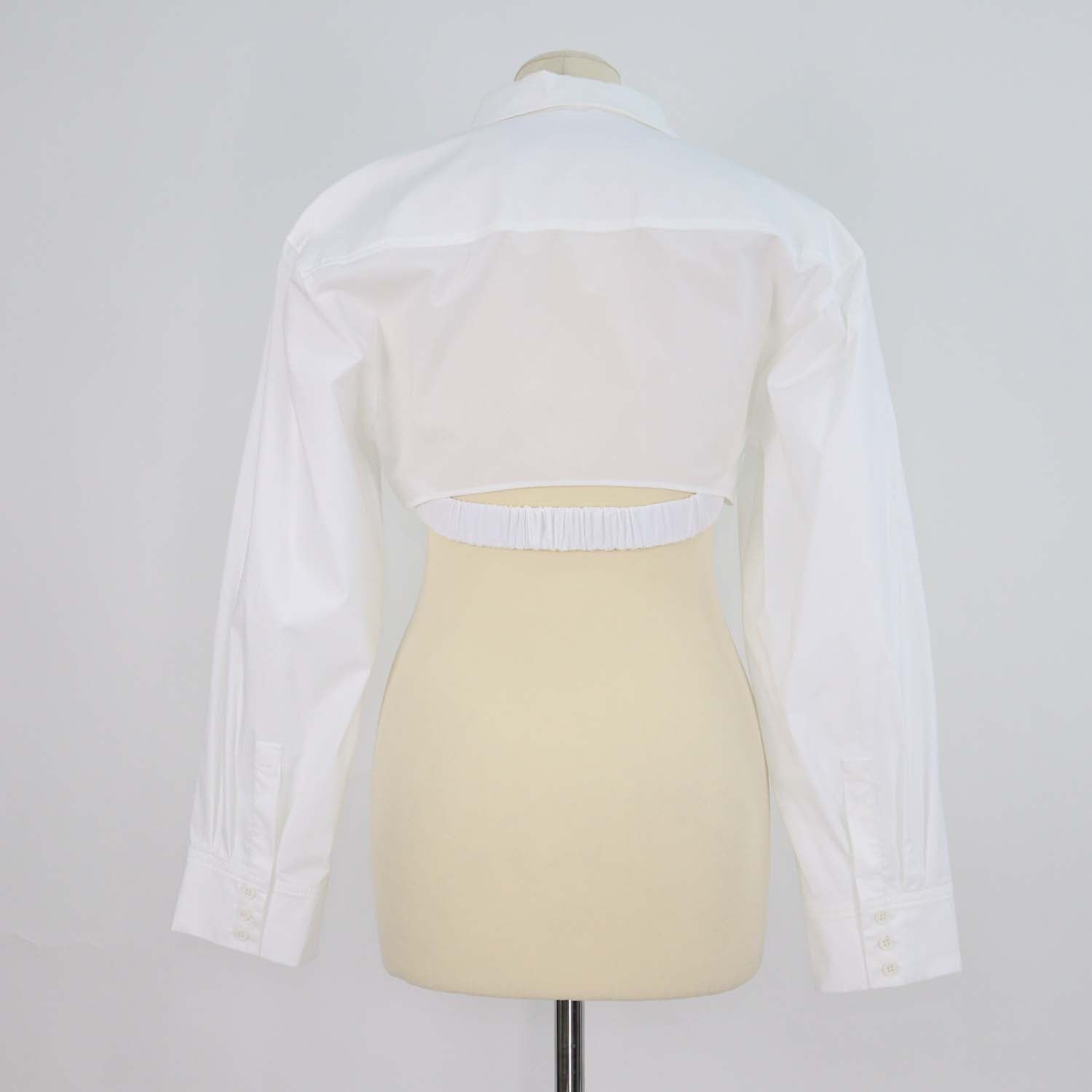 Jacquemus White Cotton Blend La Chemise Bahia Cropped Top
