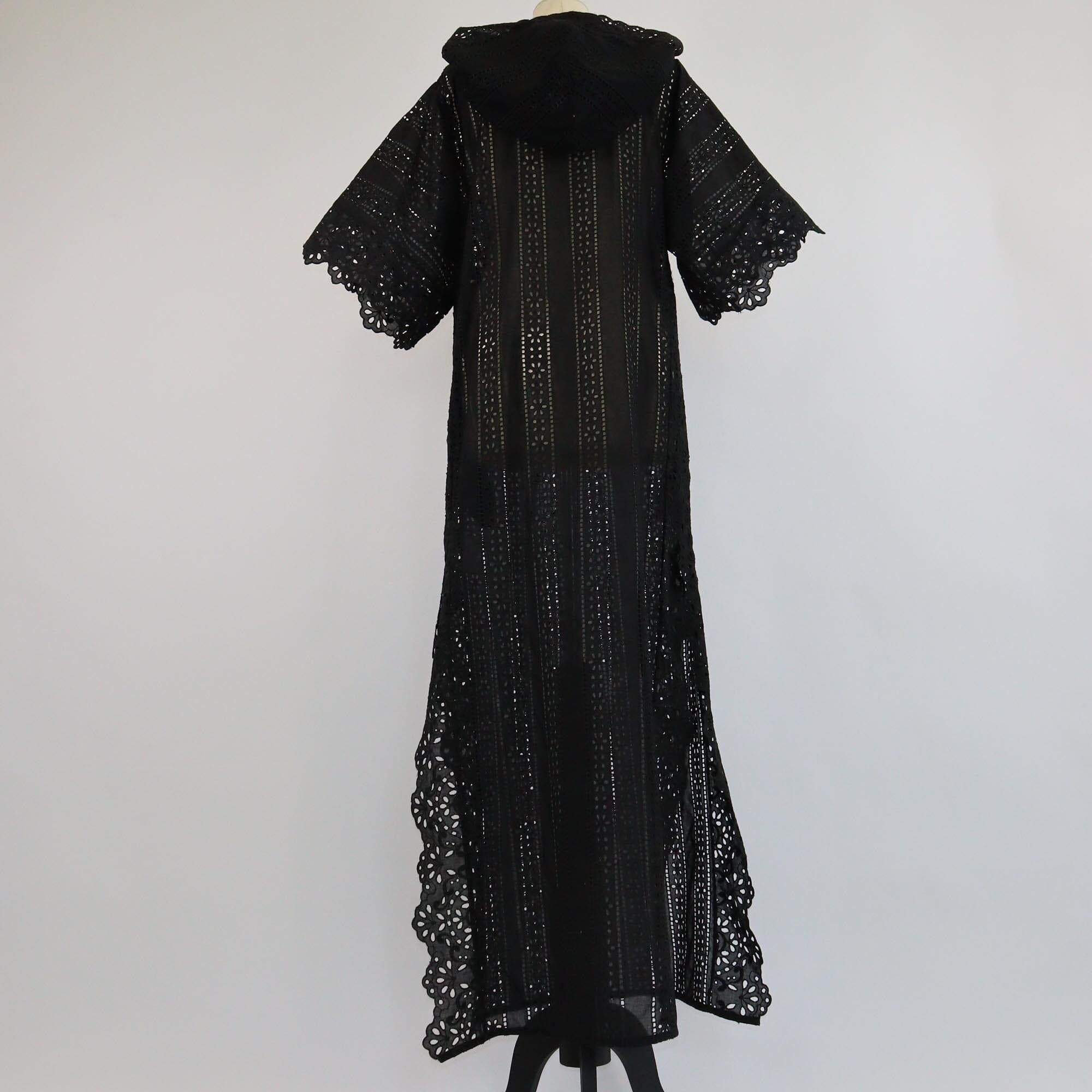 Elie Saab Black Lace Floral Hoodie Midi Dress Womens Elie Saab