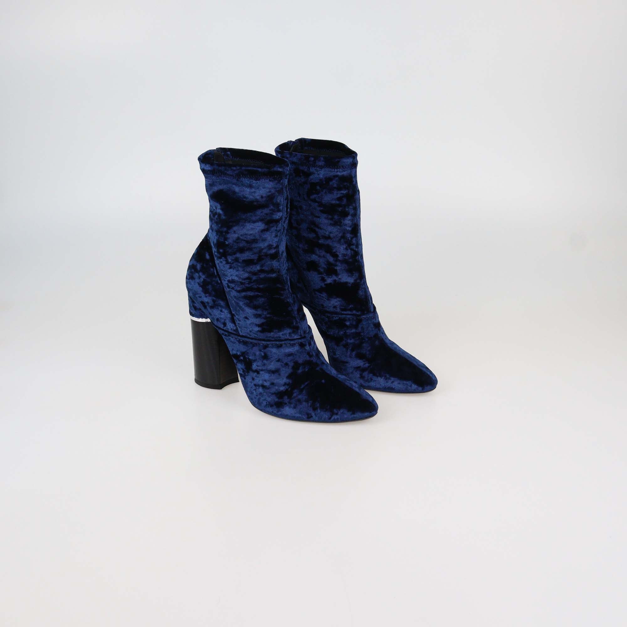 3.1 Phillip Lim Metallic Blue Velvet Kyoto Ankle Boots