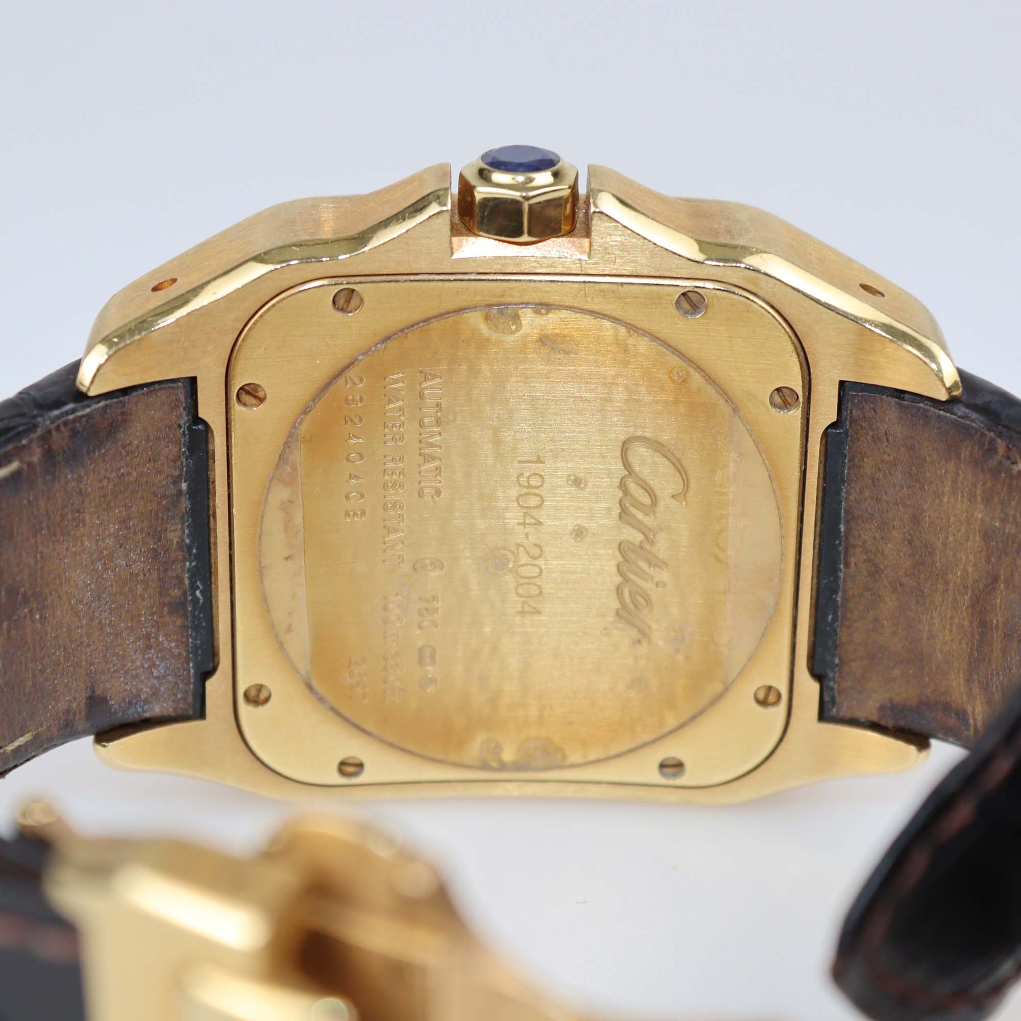 Cartier 18K Yellow Gold/Black Alligator Leather Large Santos Watch