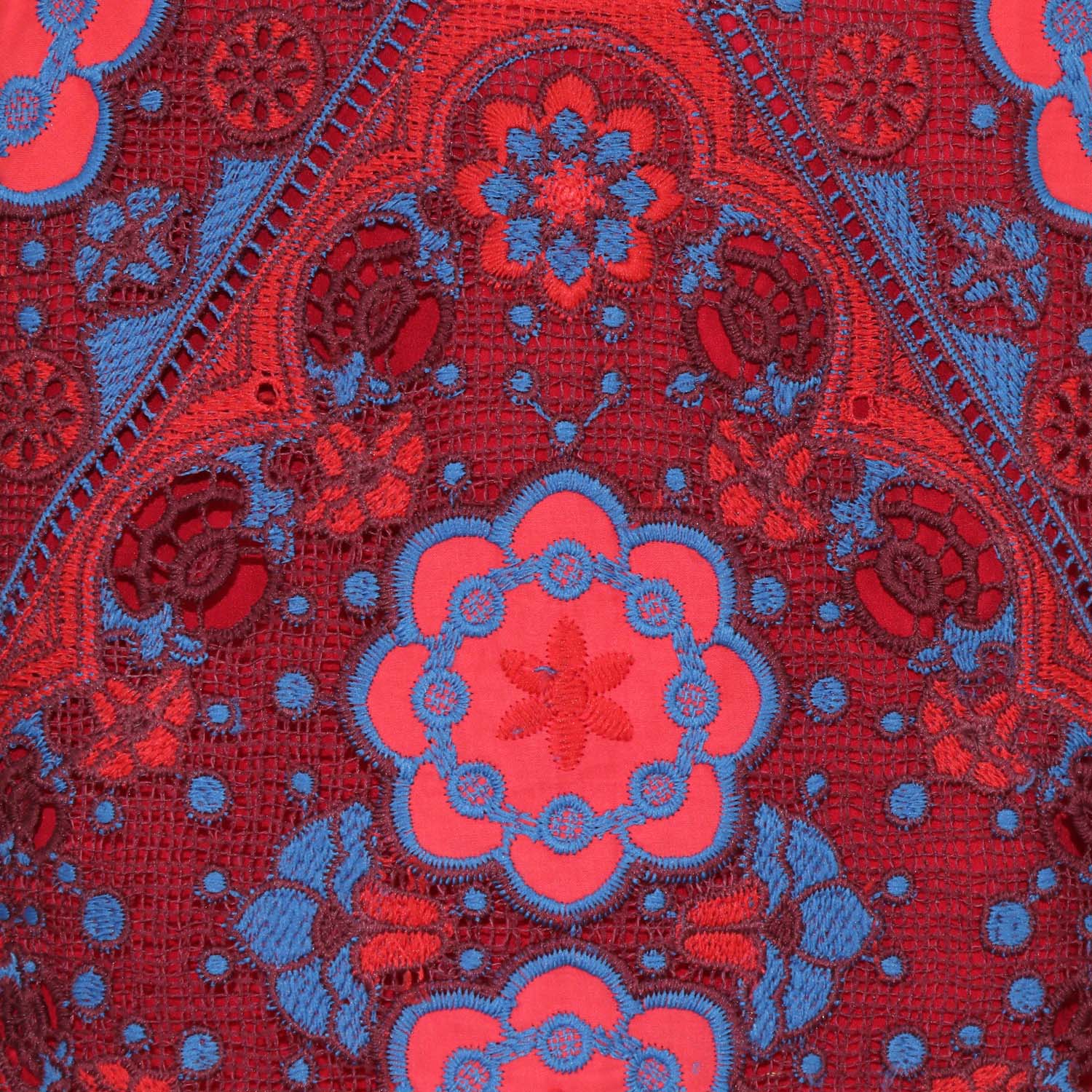 Sandro Red/Blue Jersey Floral Lace Lily Mini Skirt