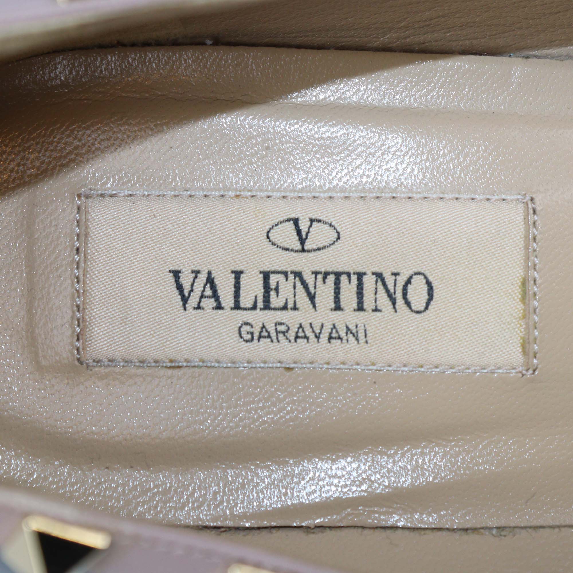 Valentino Black/Mauve Patent Leather Rockstud Pointed Toe Wedge Pumps