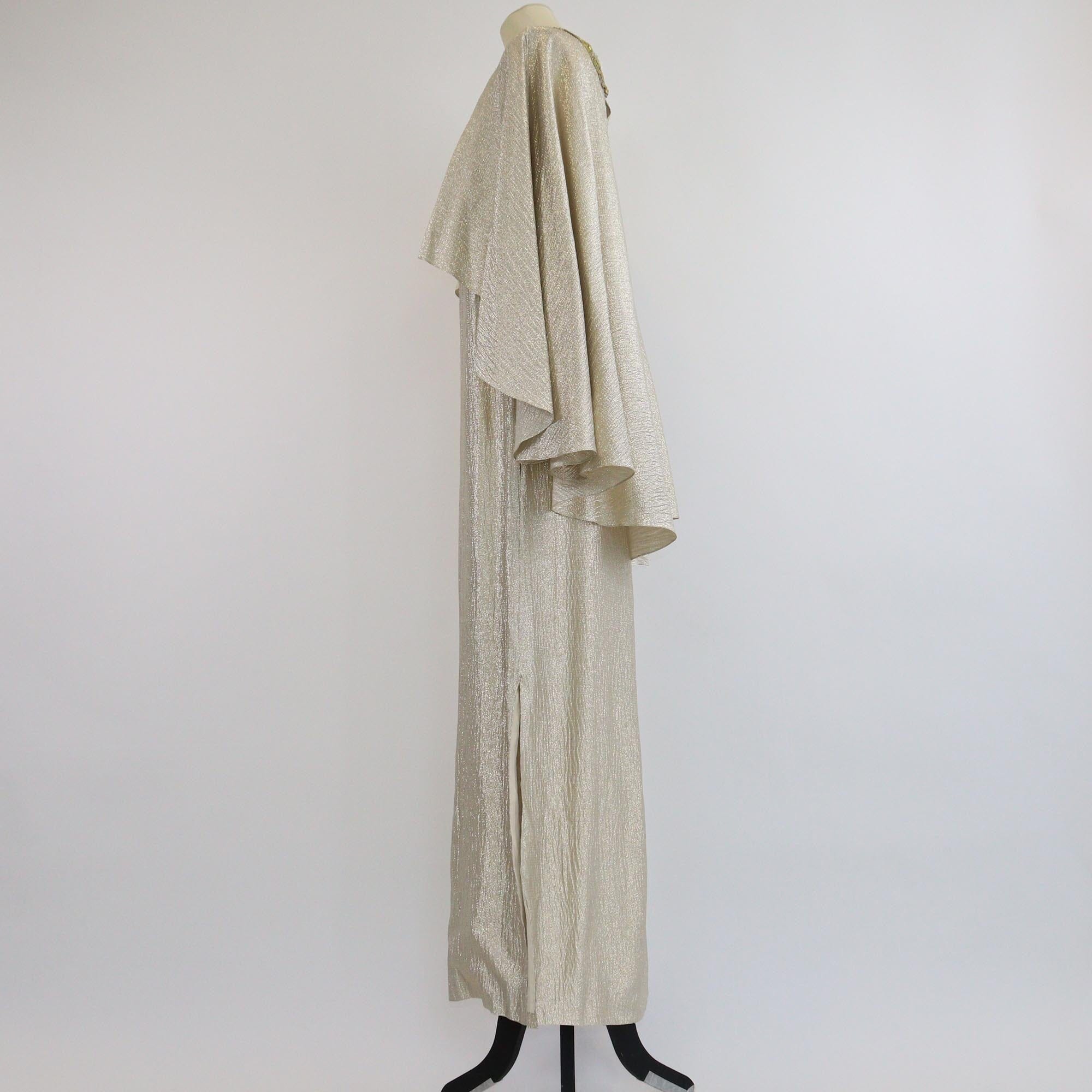 Oscar de la Renta Metallic Gold Crystals Embellshed Maxi Dress Womens Oscar de la Renta