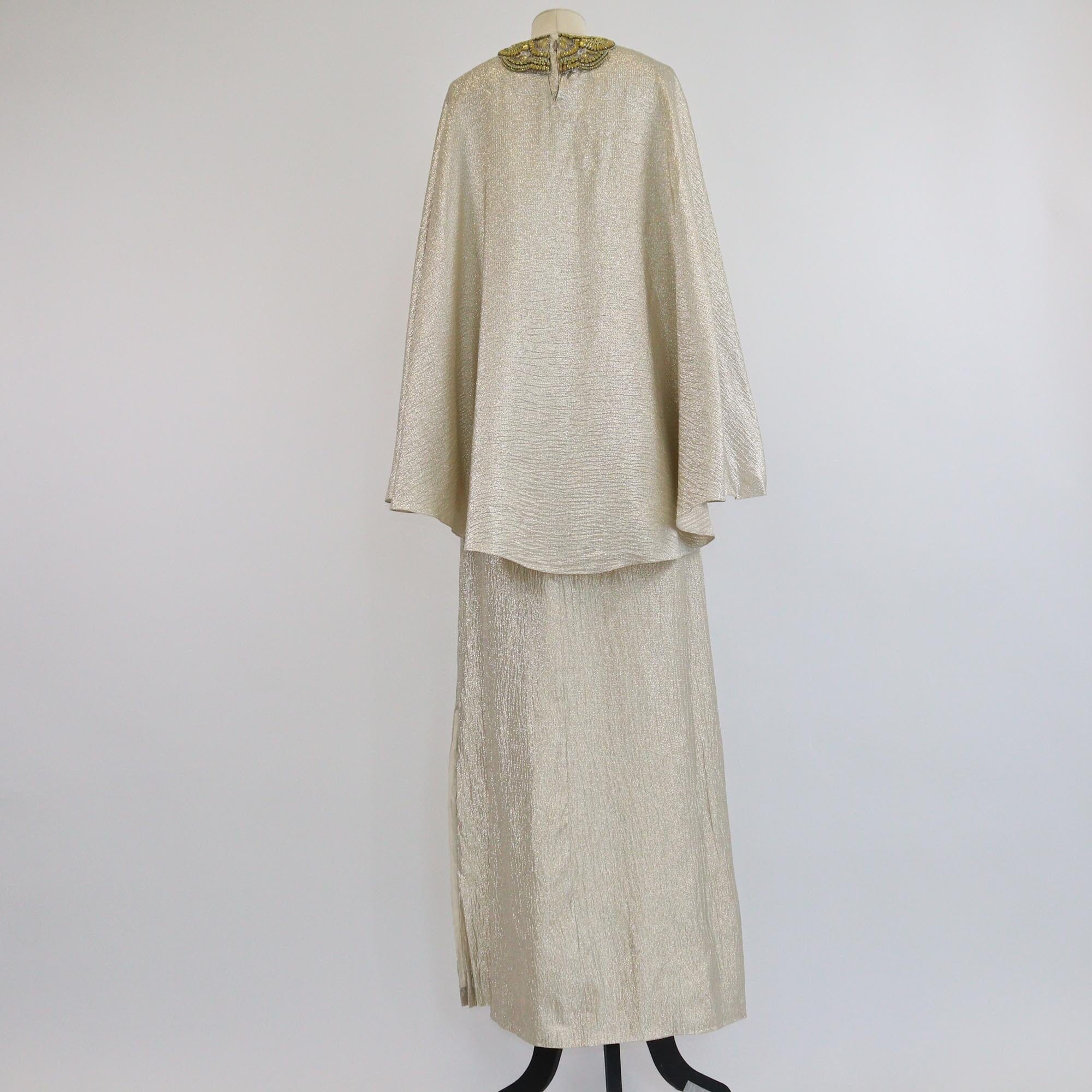 Oscar de la Renta Metallic Gold Crystals Embellshed Maxi Dress Womens Oscar de la Renta