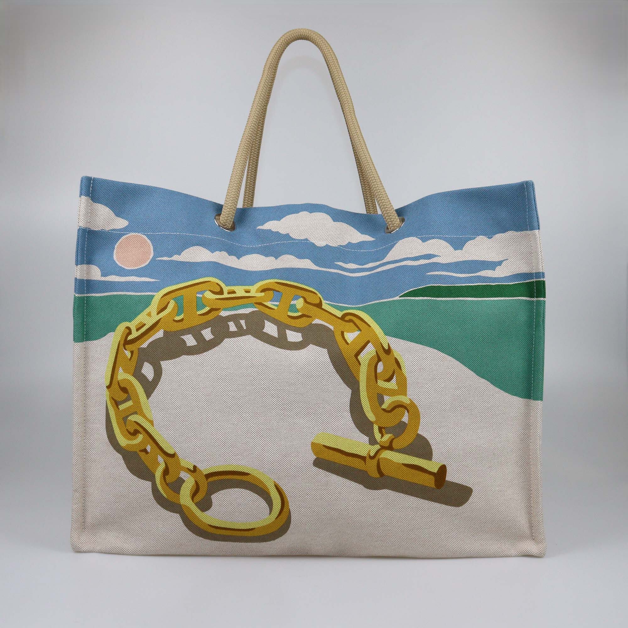 Hermes Multicolor Canvas Escale A La Plage Beach Bag Womens Hermes