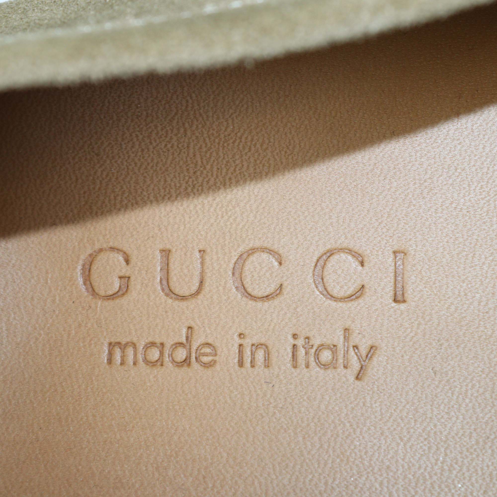 Gucci Khaki Green Suede Interlocking G Embossed Loafers