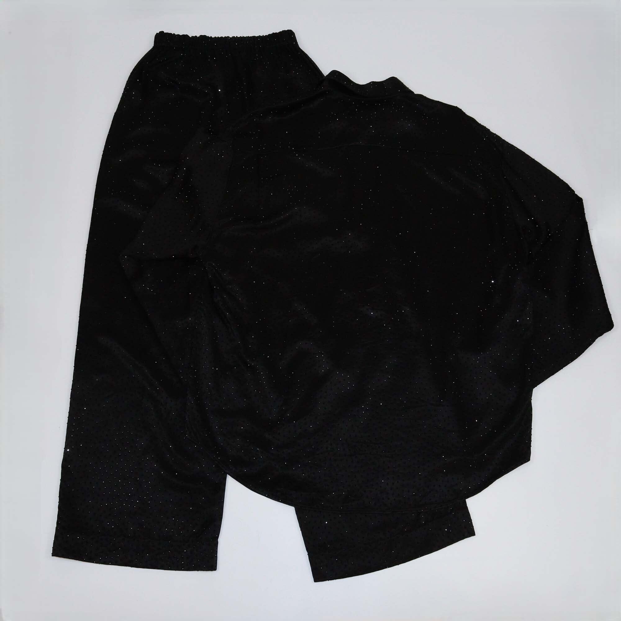 Balenciaga Black Rhinestone Embellished Collared Shirt & Drawstring Trouser Womens Balenciaga