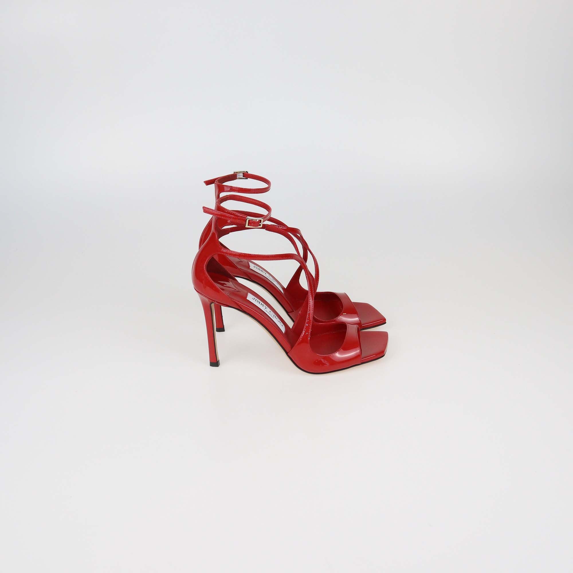 Jimmy Choo Red Patent Leather Azia Sandals