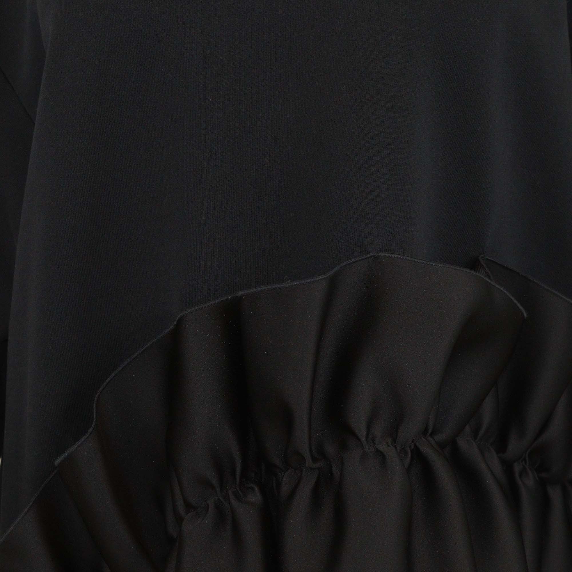 Christopher Kane Black Ruffled Asymmetric Hem Cotton Sweatshirt