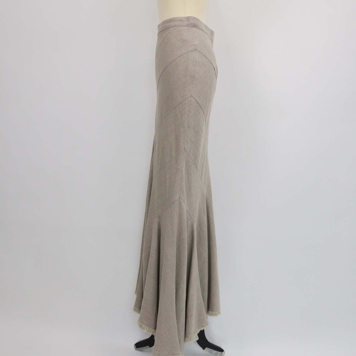 Max Mara Sfilata Beige Linen Asymmetrical Maxi Skirt