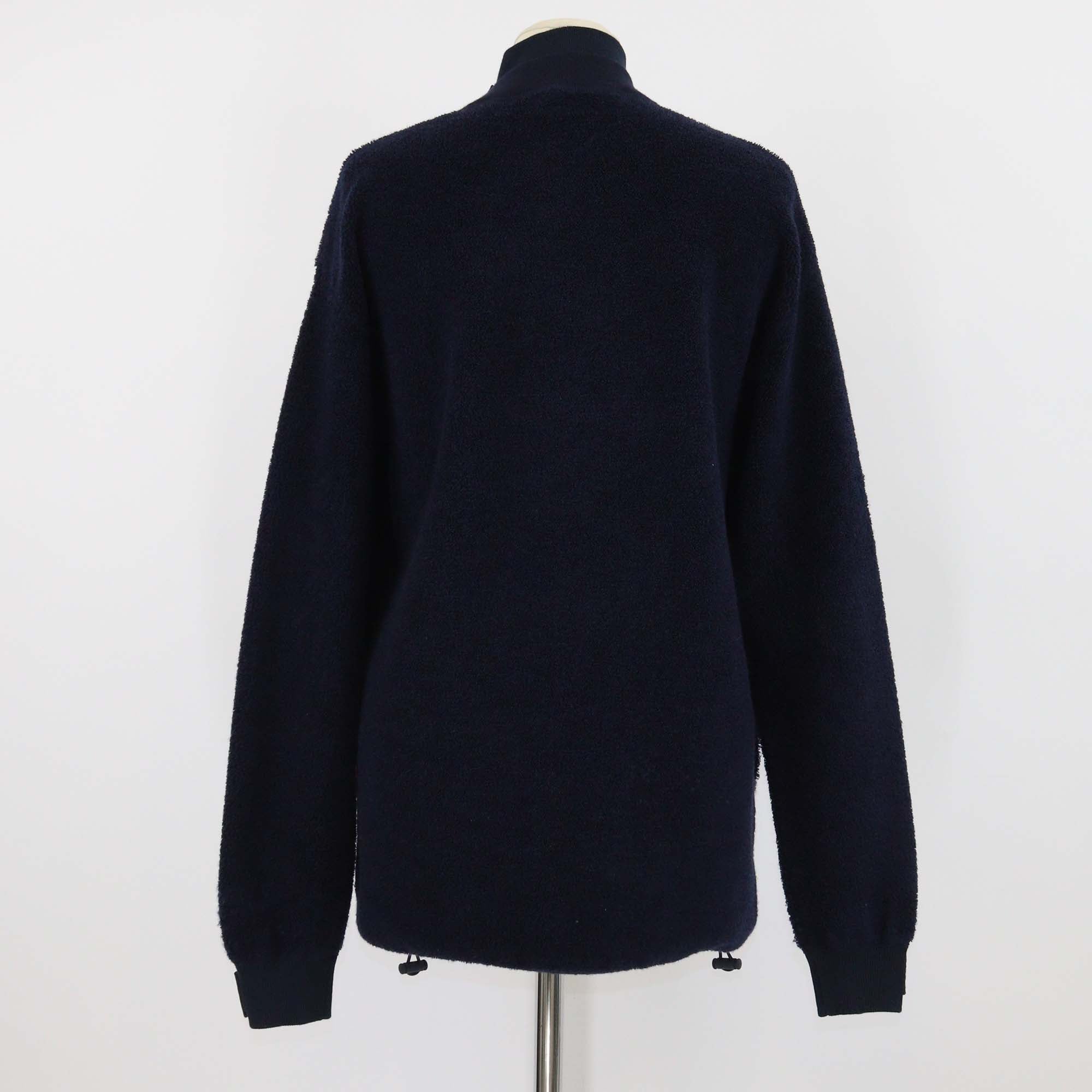 Fendi Navy Blue Wool Velcro Tab Closure Stand Collar Long Sleeve Jacket