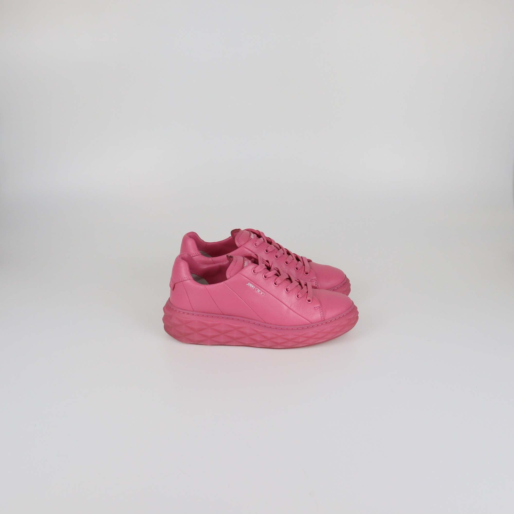 Jimmy Choo Candy Pink Leather Diamond Light Maxi/F Low Top Sneakers