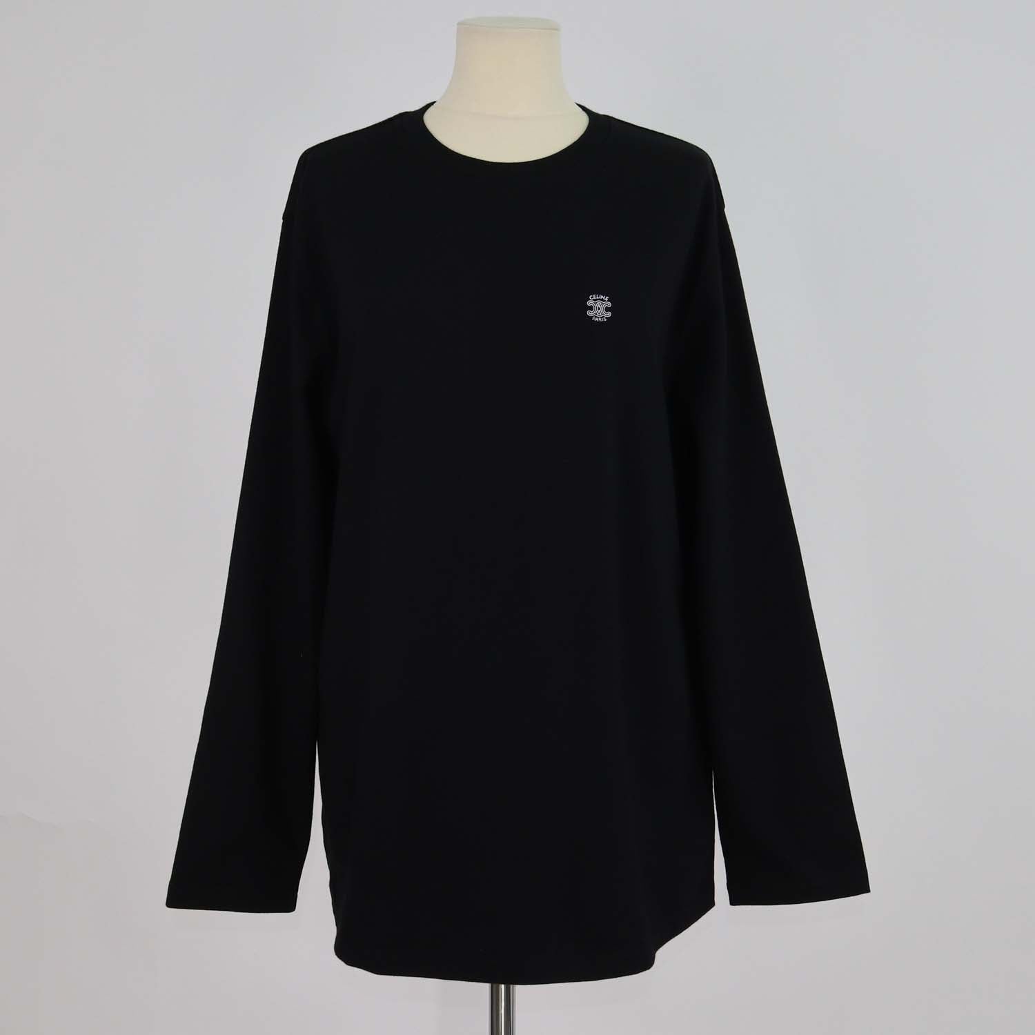 Celine Black Cotton Loose Long Sleeve T Shirt