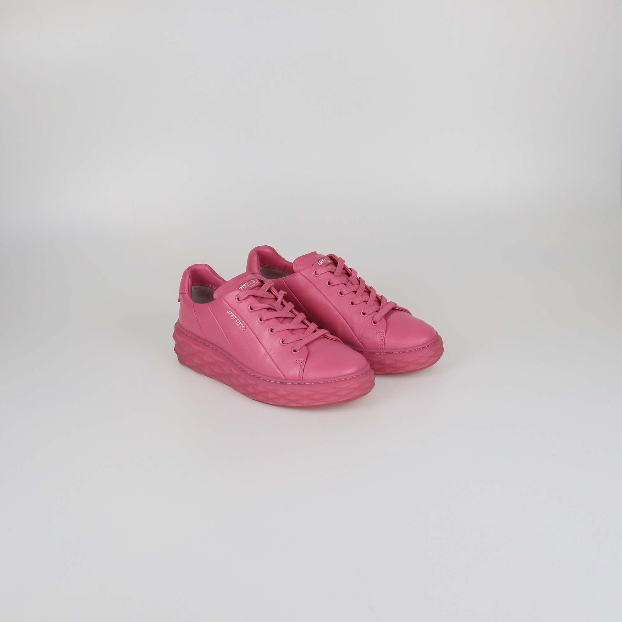Jimmy Choo Candy Pink Leather Diamond Light Maxi/F Low Top Sneakers