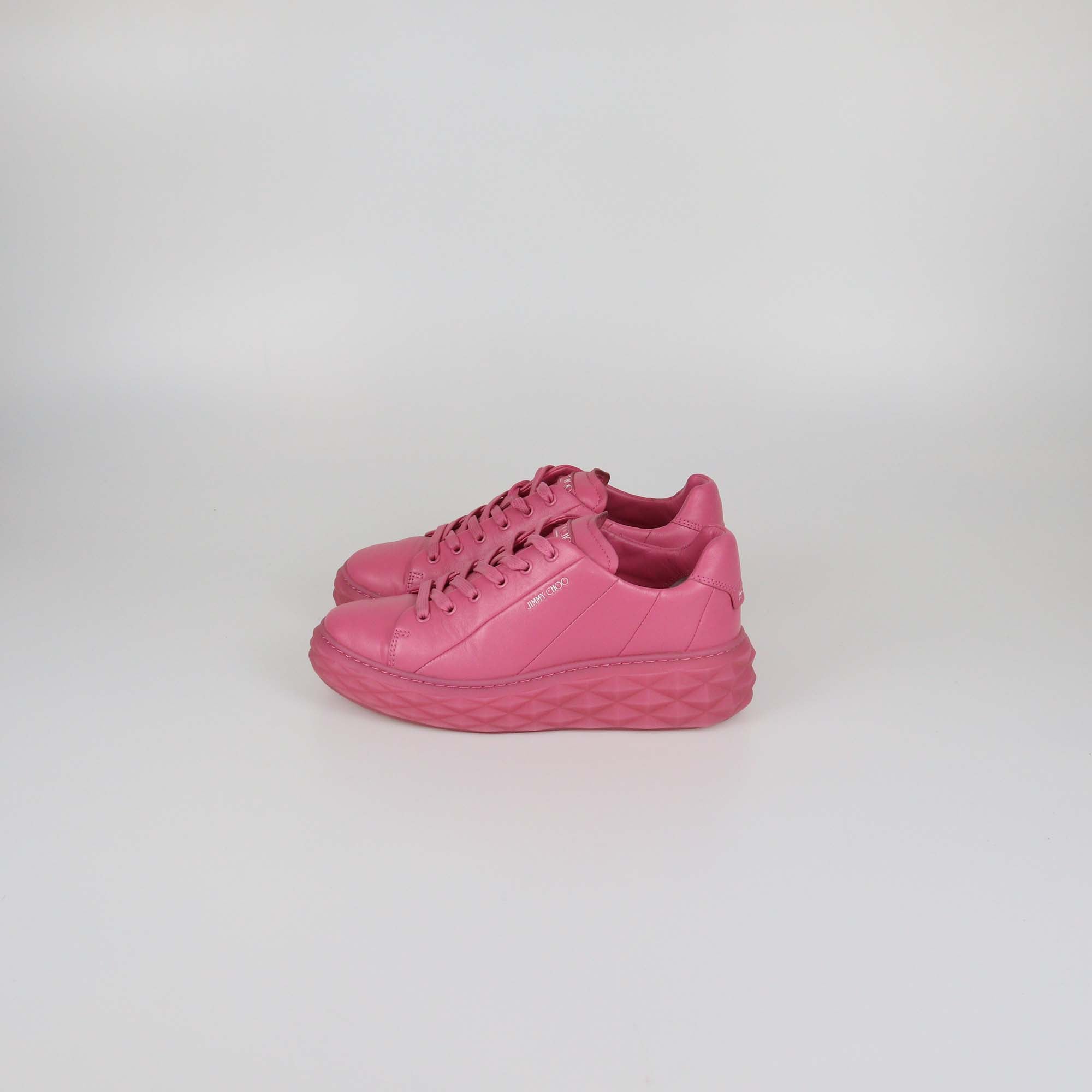 Jimmy Choo Candy Pink Leather Diamond Light Maxi/F Low Top Sneakers