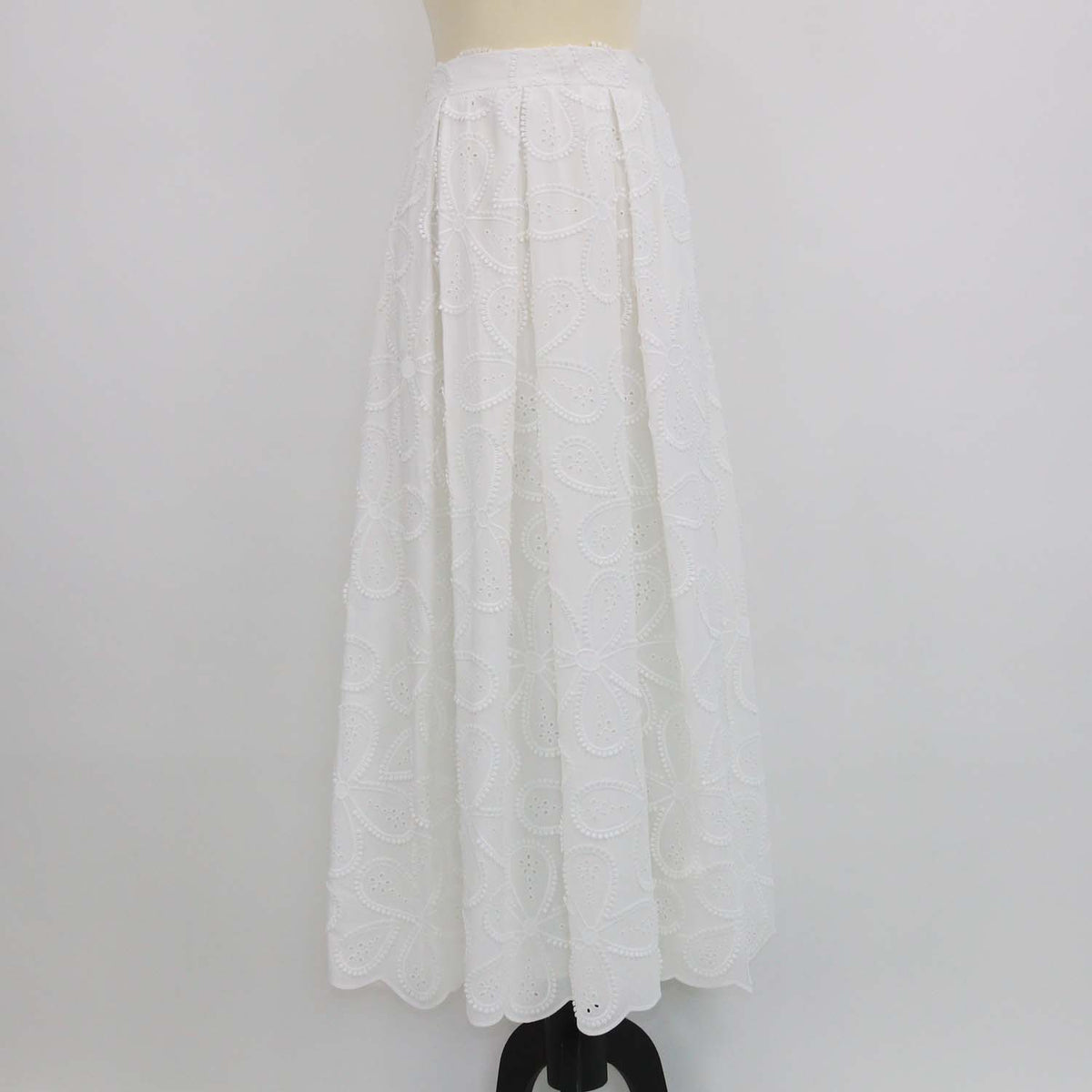 Elie Saab Off White Cotton Blend Embroidered Maxi Skirt