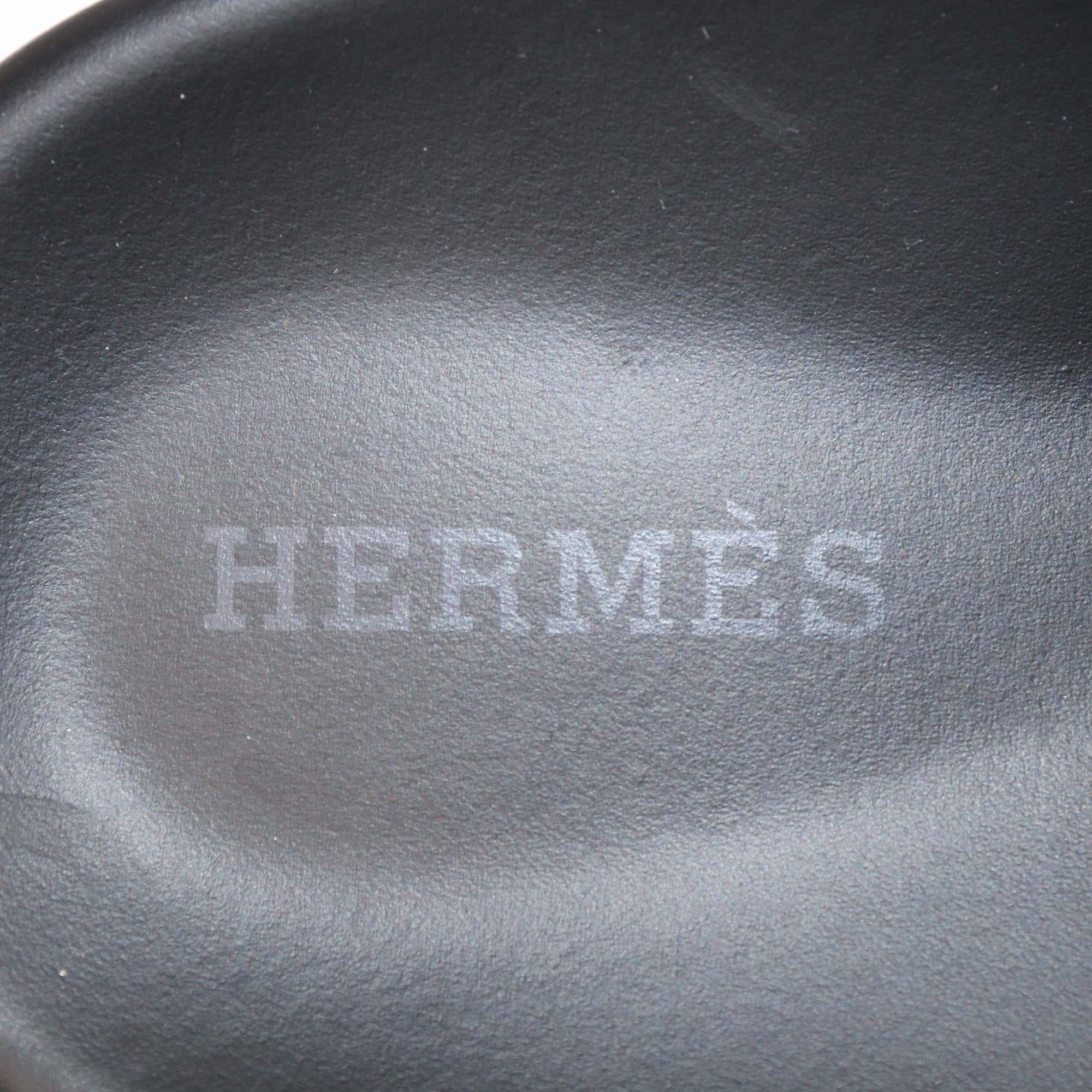 Hermes Black Leather Extra Sandals