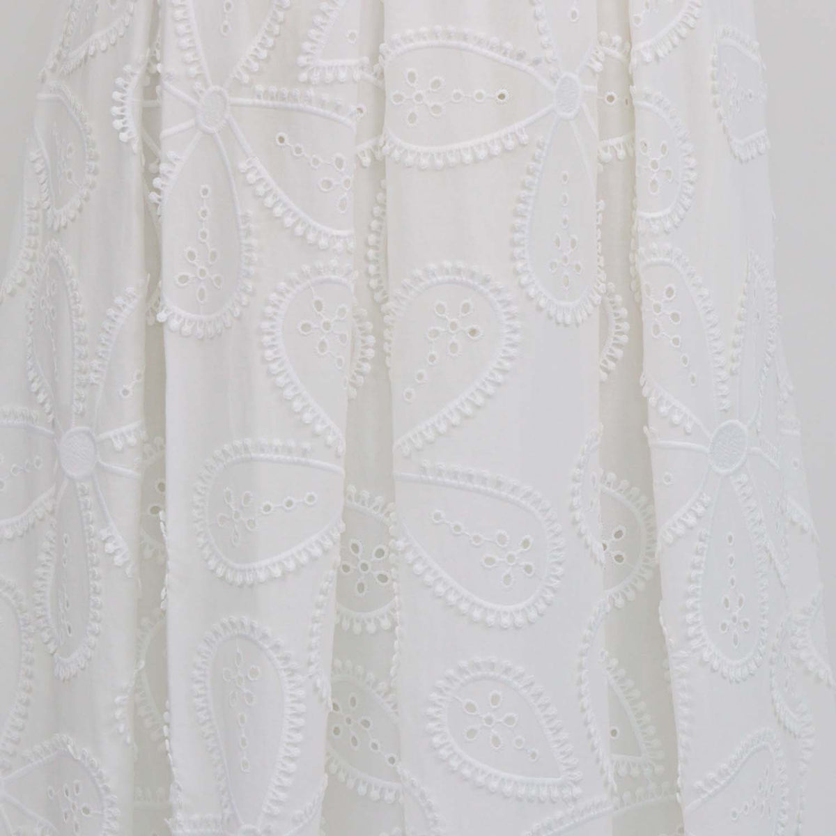 Elie Saab Off White Cotton Blend Embroidered Maxi Skirt