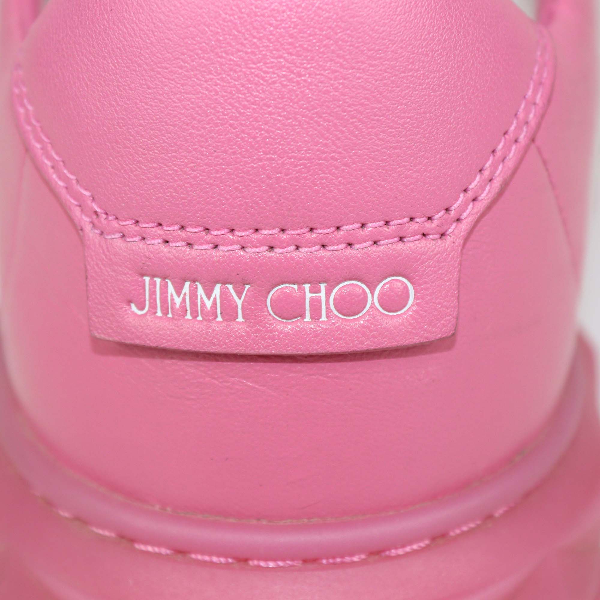 Jimmy Choo Candy Pink Leather Diamond Light Maxi/F Low Top Sneakers