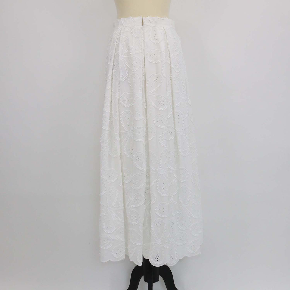 Elie Saab Off White Cotton Blend Embroidered Maxi Skirt