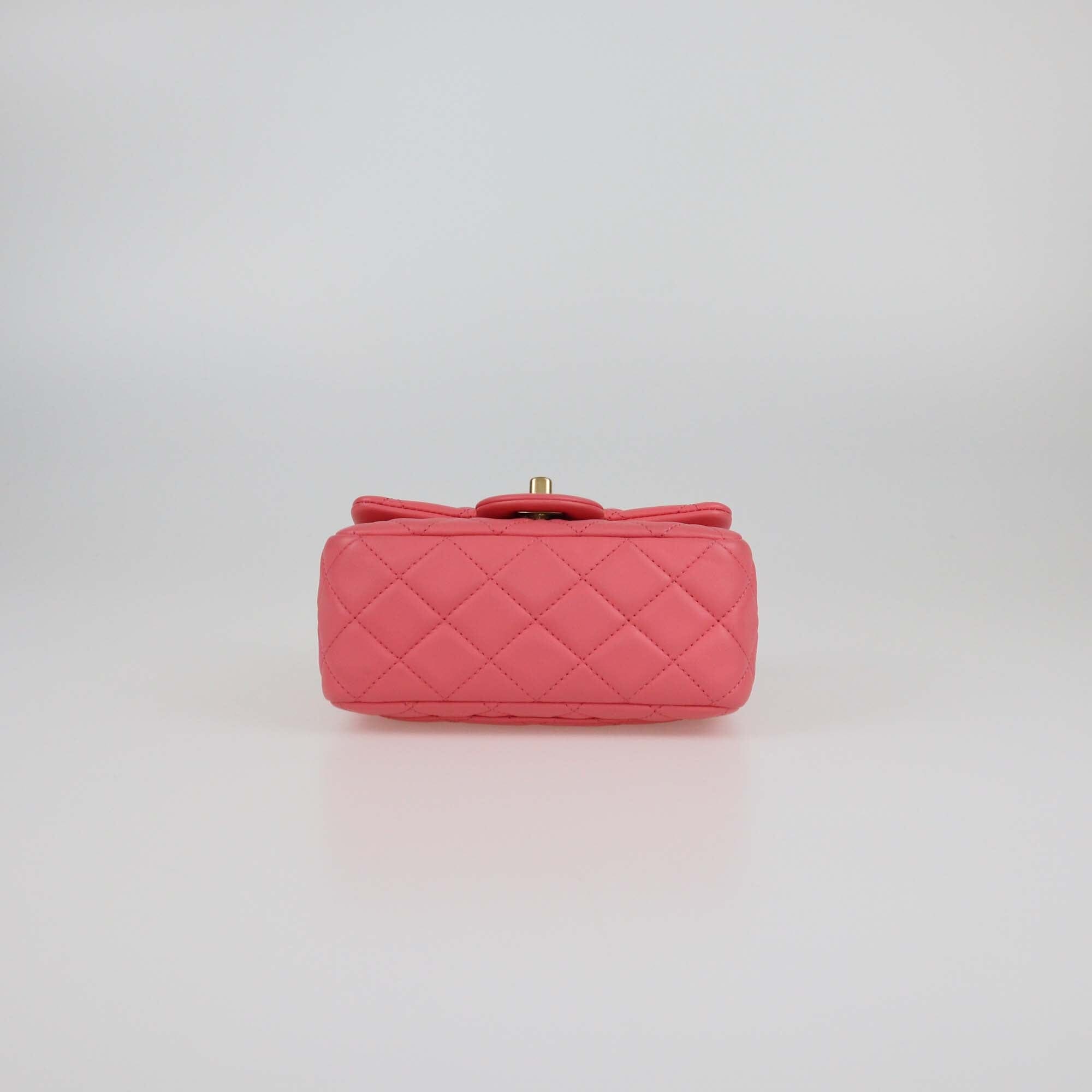 Chanel Pink Quilted Mini Square Pearl Crush Flap Bag Womens Chanel