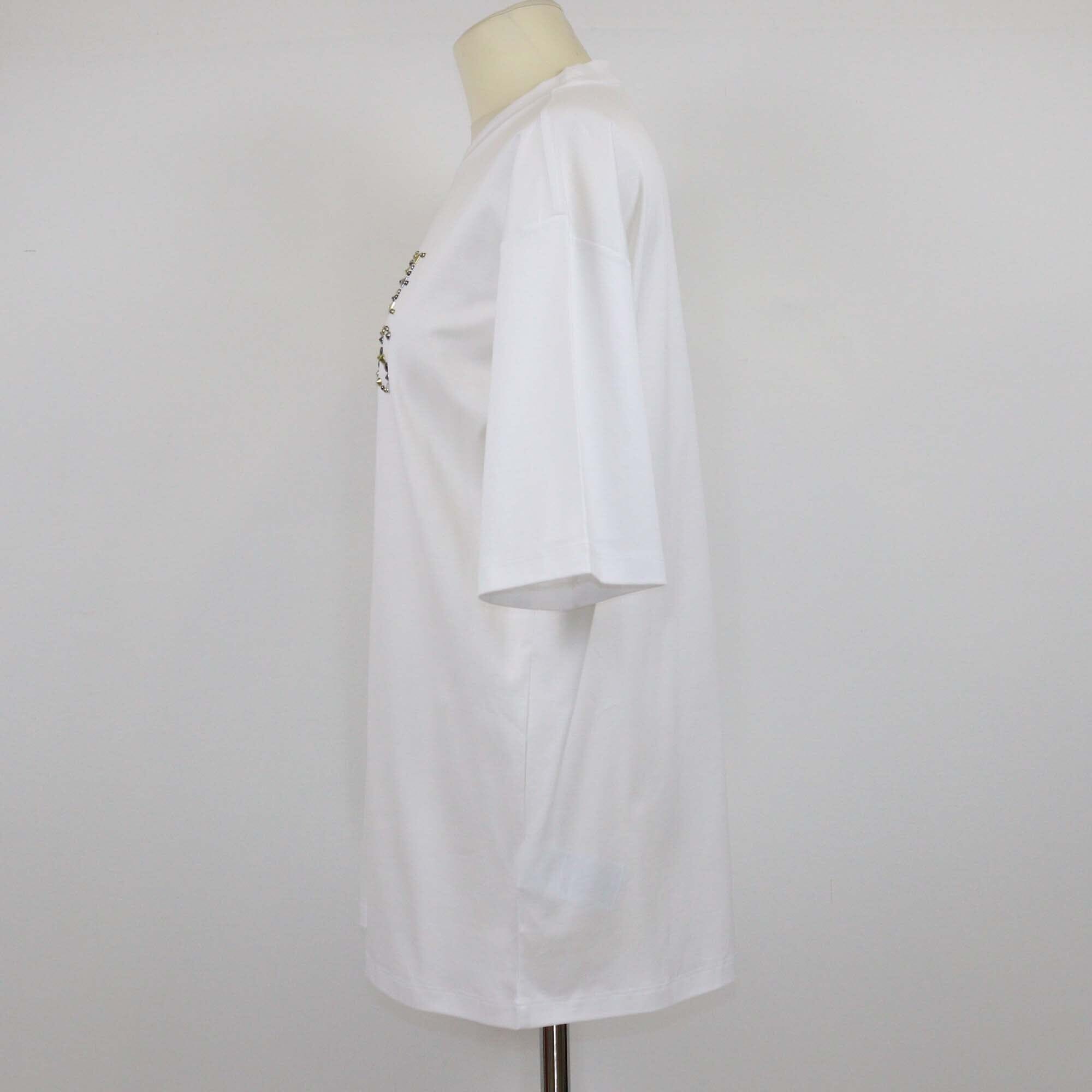 Versace White Studded Versace Goddess Logo T Shirt Womens Versace
