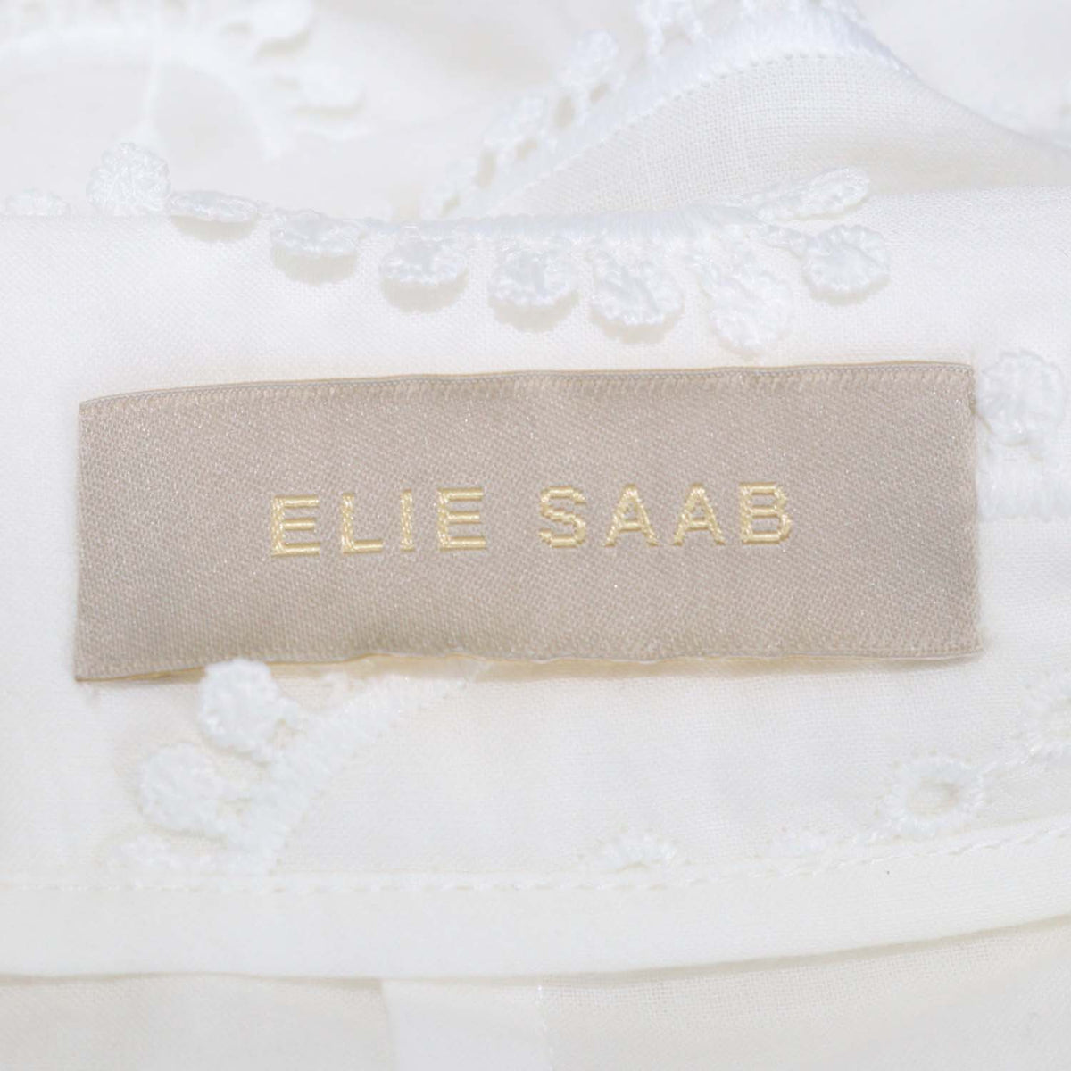 Elie Saab Off White Cotton Blend Embroidered Maxi Skirt