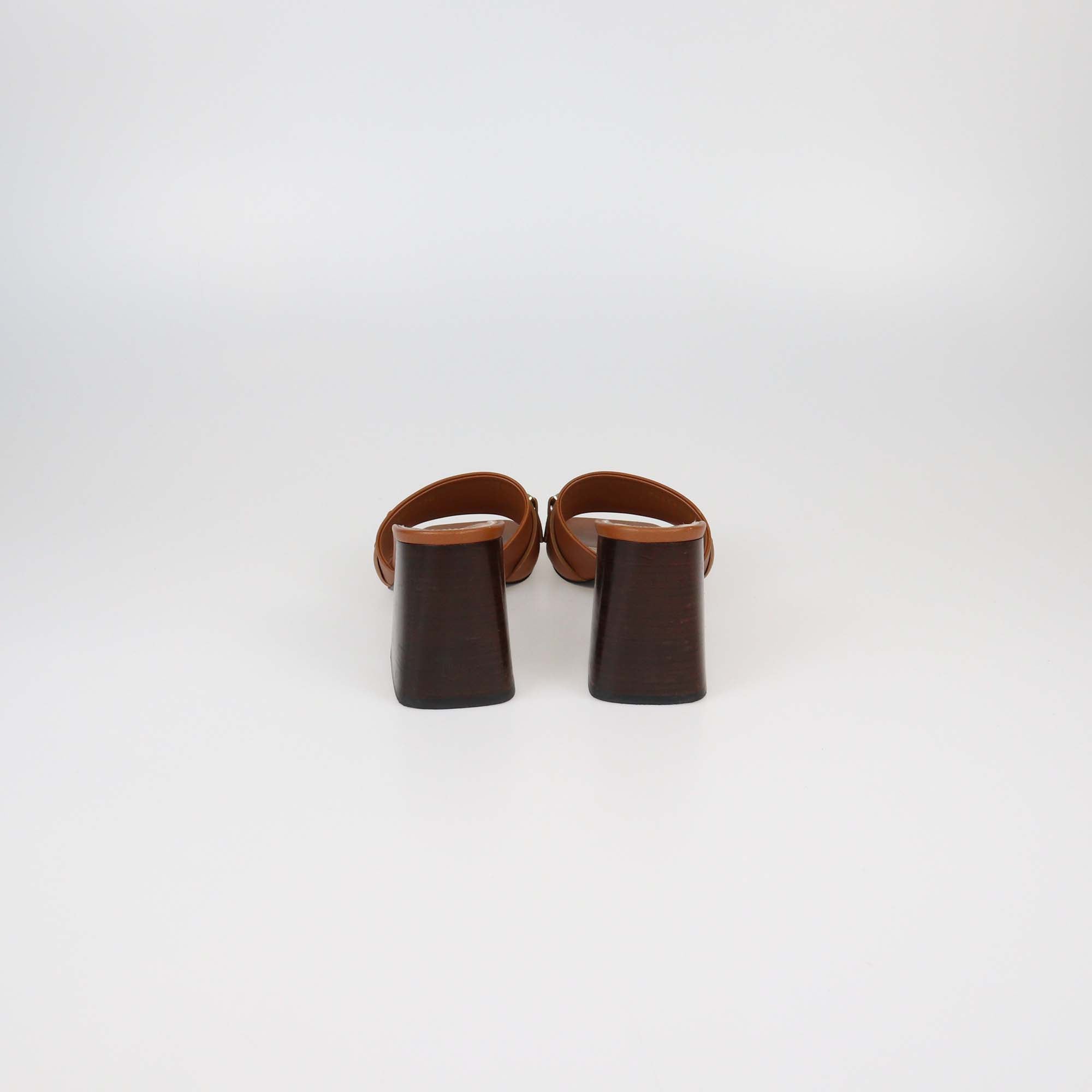 Gucci Brown Leather Signoria Slide Sandals