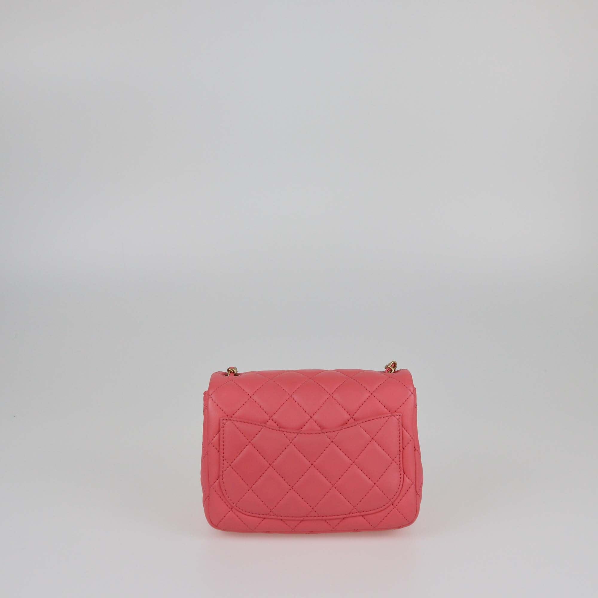 Chanel Pink Quilted Mini Square Pearl Crush Flap Bag Womens Chanel